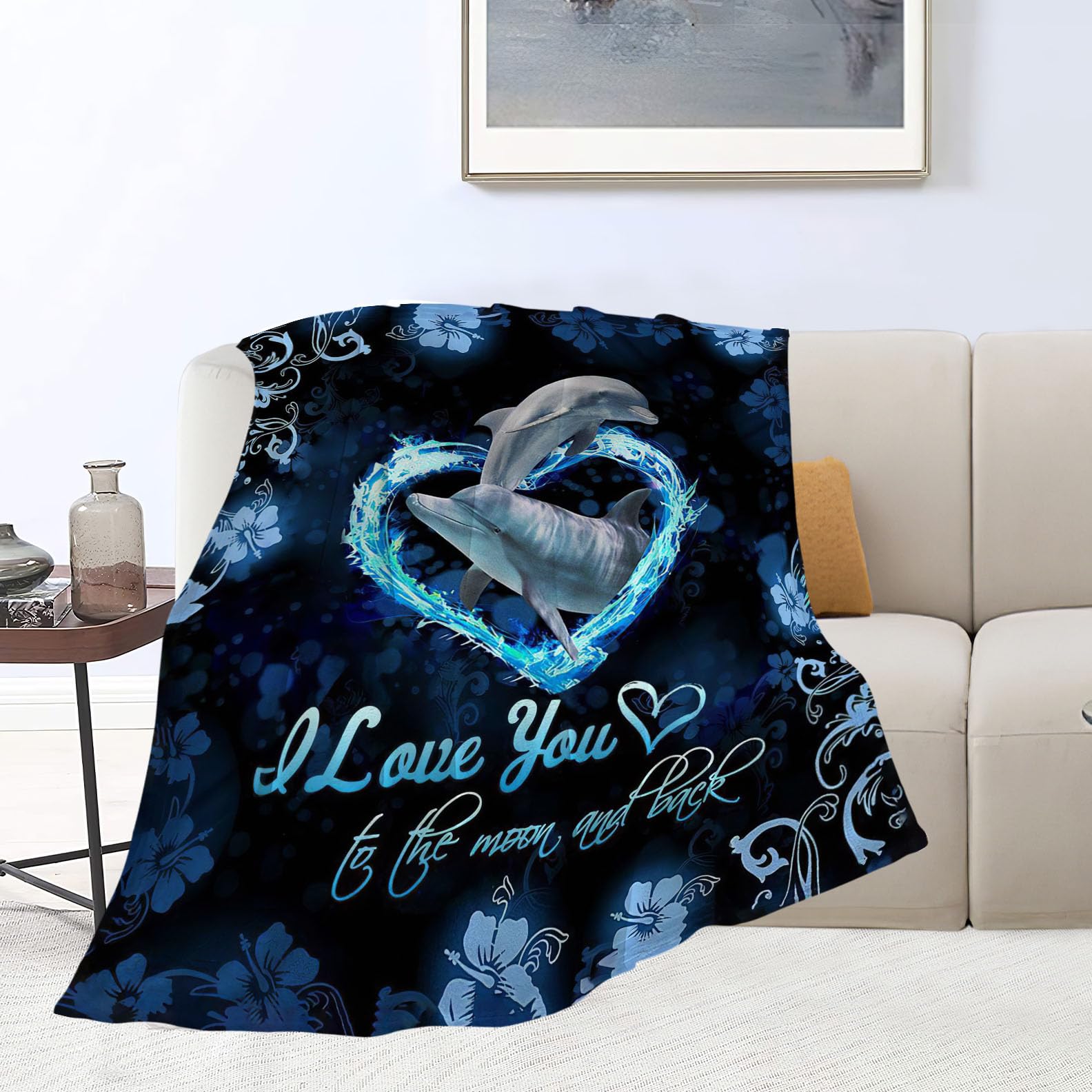 Dolphin Gifts Blanket Dolphin Throw Blankets Bedding Cozy Fleece Flannel Blanket Soft Warm Plush Lightweight Dolphins Decor Blanket for Adults Men Women Boys Girls Teens for Couch Sofa Bed 40"X50"