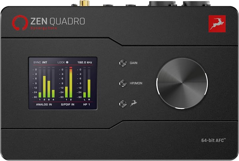 Interfaz de grabación de podcasts Antelope Audio Zen Quadro USB-C: 14 entradas/10 salidas | Interfaz USB-C alimentada por bus, 4 preamplificadores de micrófono discretos con calidad de estudio, efectos integrados y conversión y sincronización profesionales para creadores