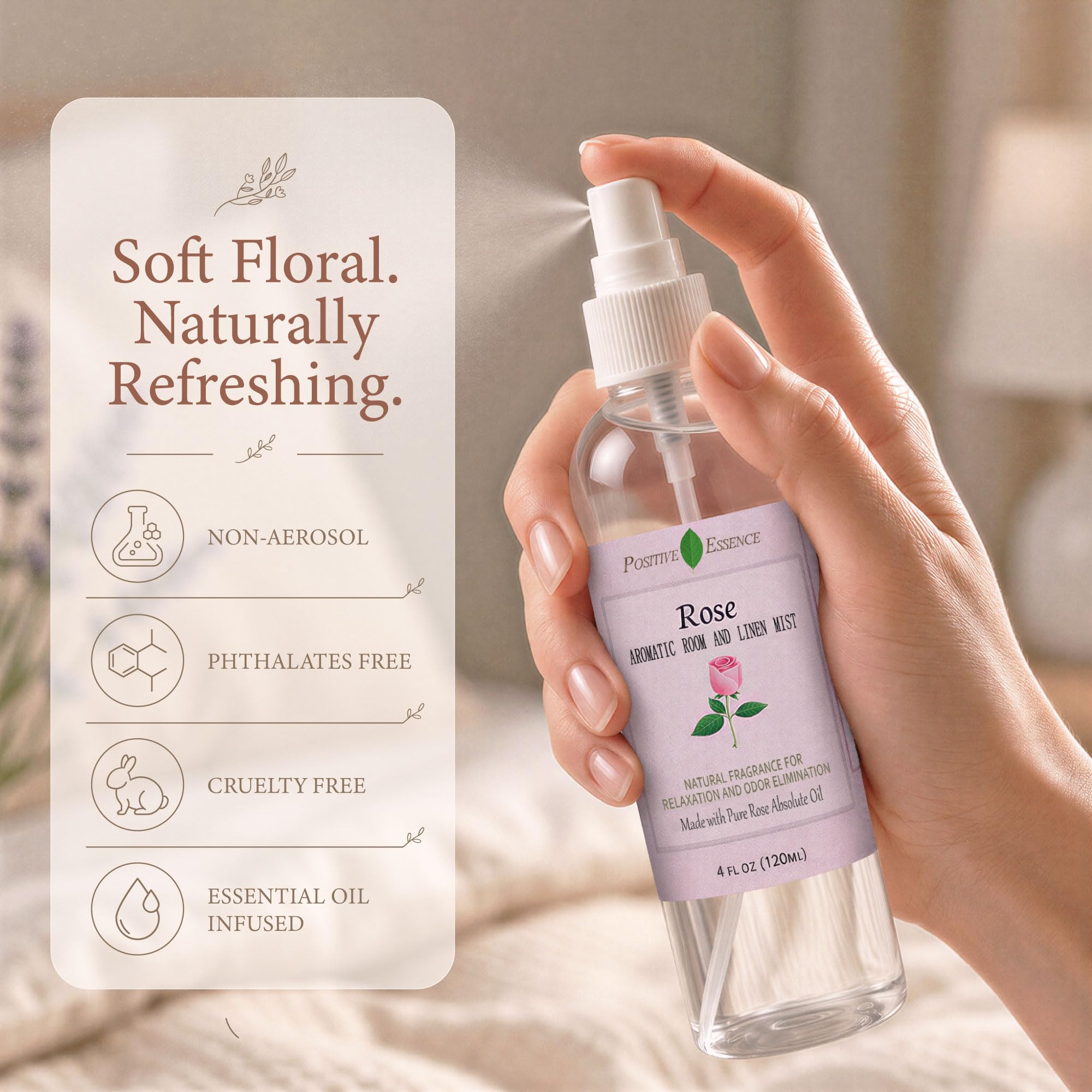 Rose Room Spray & Linen Spray, Home Fragrance, 4.06 fl oz view 4