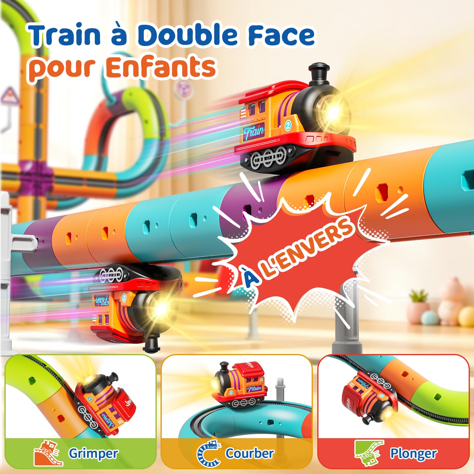 Coffret de Train 3D pour Enfants 6-12 Ans 20+ Combinaisons Train électrique