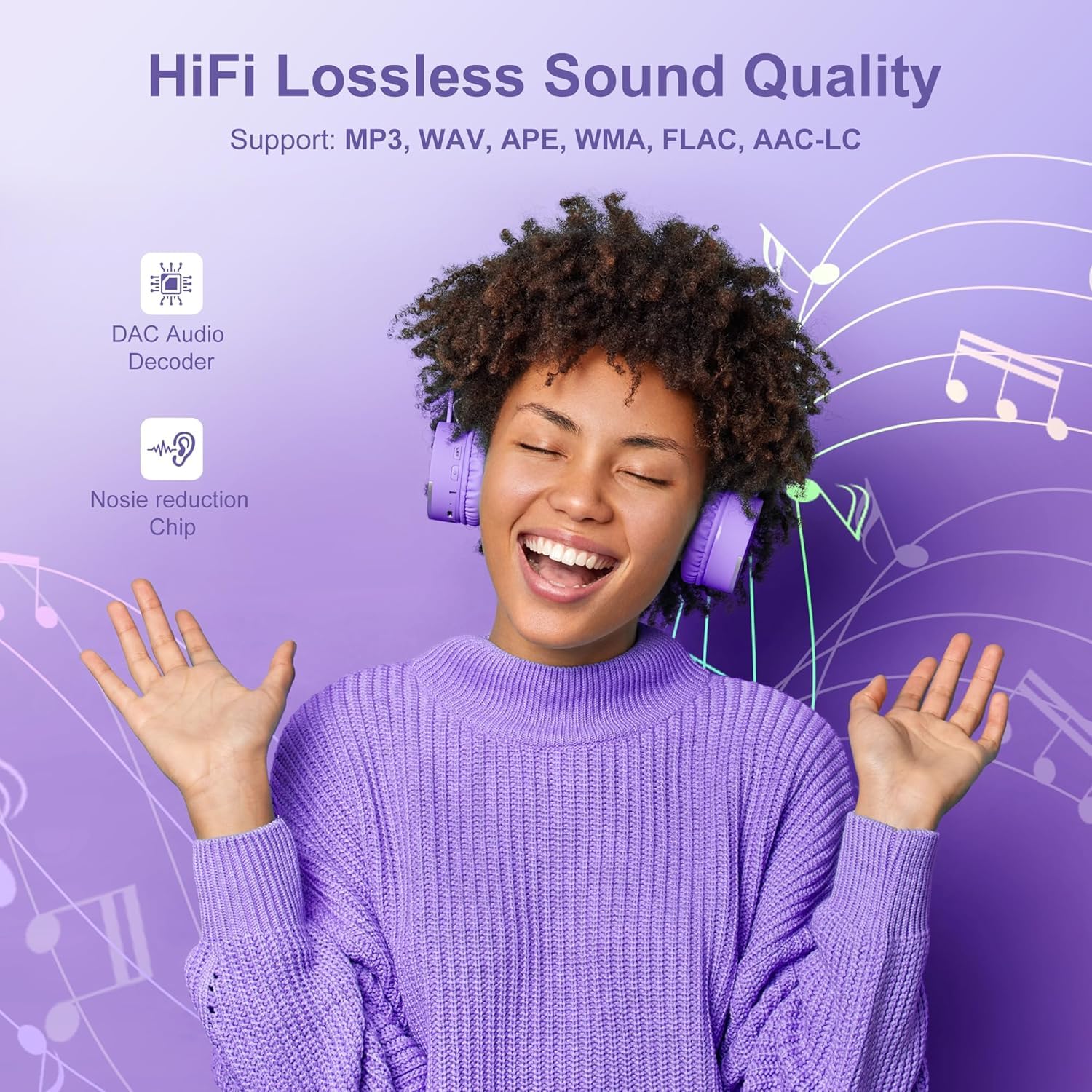 SWOFY Lettore MP3 Bluetooth 5.3, 64 GB HiFi MP3 con altoparlante, registratore radio FM, touchscreen da 2,4 pollici, mini lettore musicale per bambini, supporta fino a 128 GB TF card (viola)