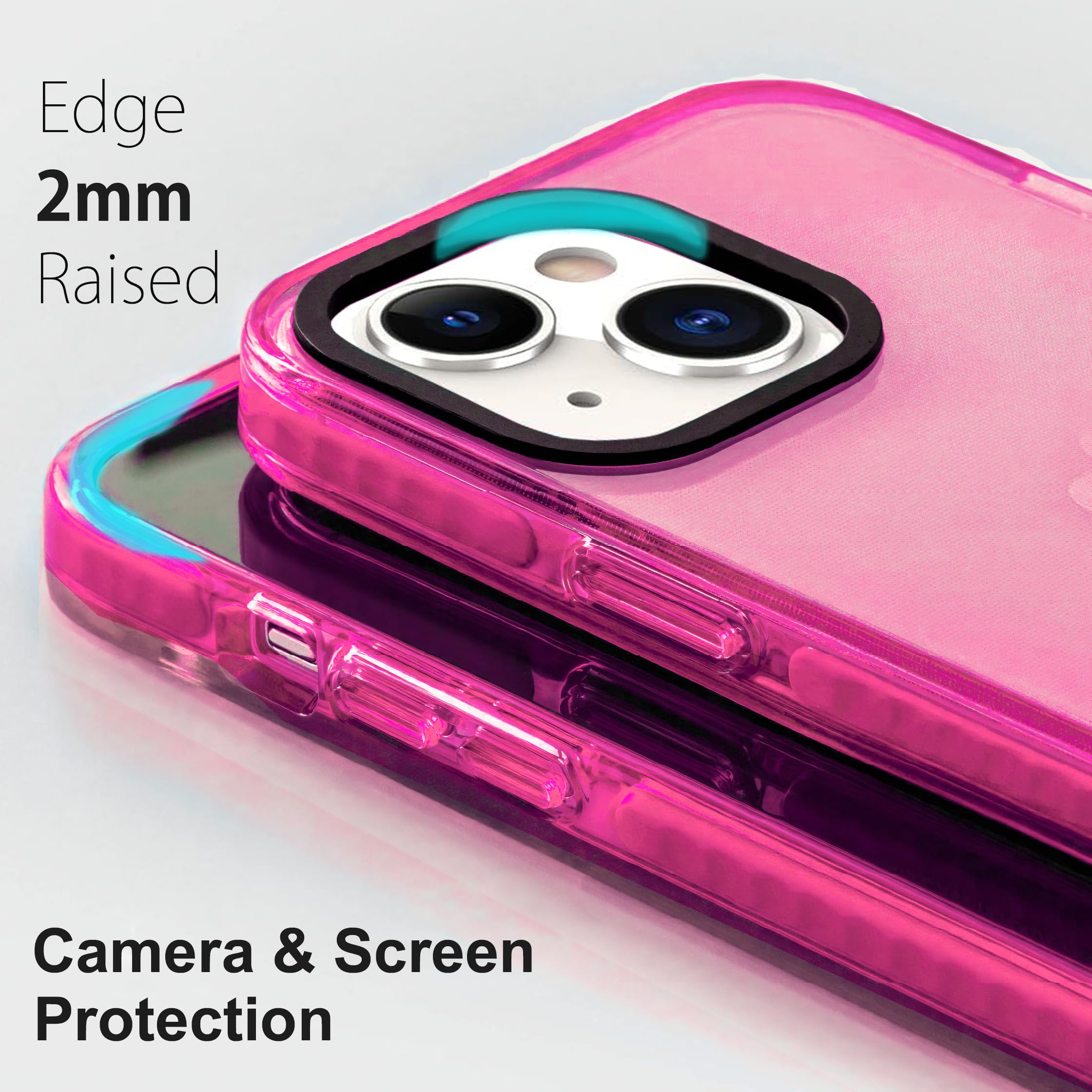 Funda transparente de neón para iPhone 14 de 6,1 pulgadas, bonita funda de teléfono con diseño retro vibrante para mujer, accesorios de los años 80, funda protectora de cámara de silicona suav
