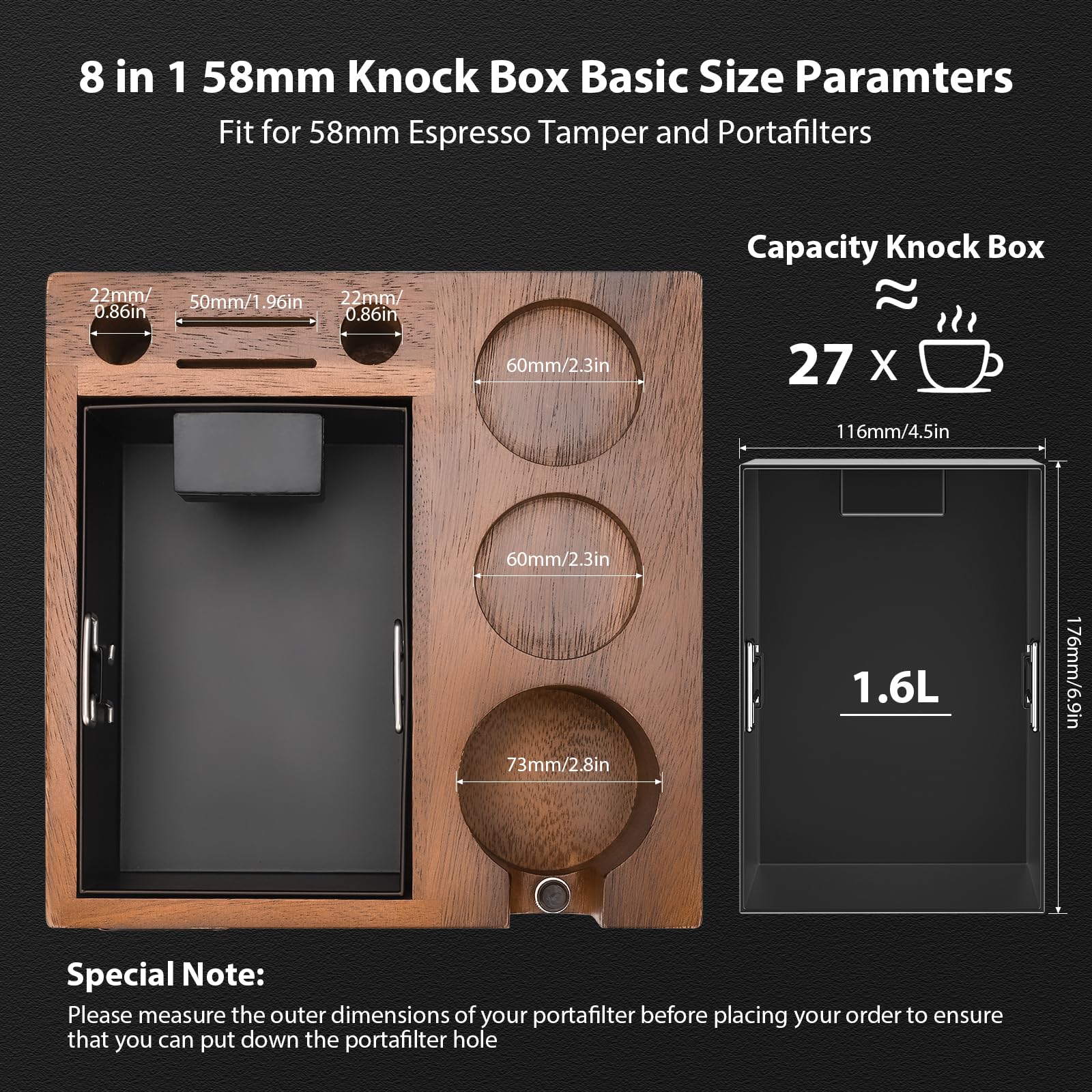 トップス Kapital multi border kanoko box poro Espresso Knock Box Tamping Station: 58 mm Coffee Organizer Box Fit