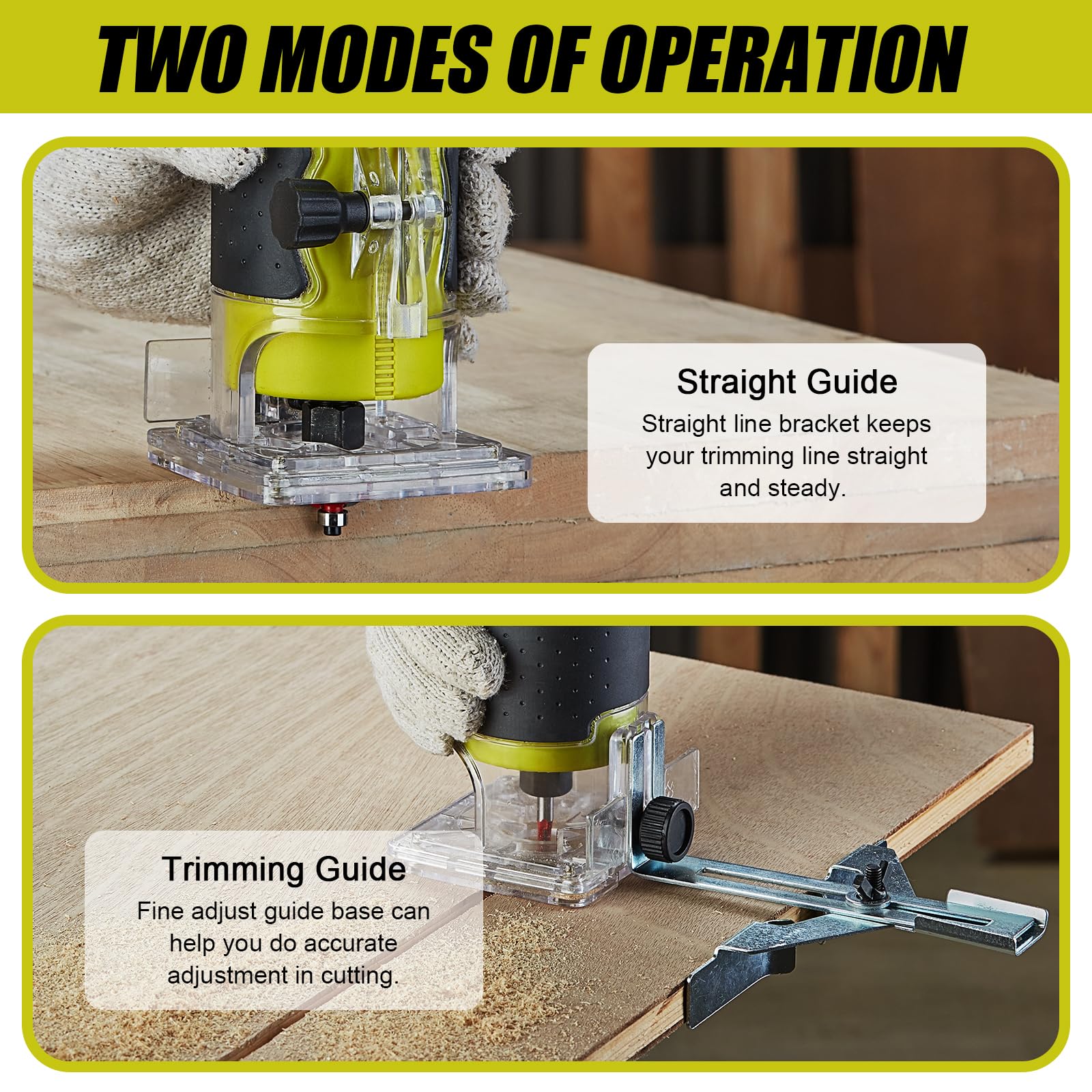 DEWINNER Fresatrice Verticale Legno, 600 W Fresatrice per Legno con 12 Pezzi Set frese (6mm), Rifilatore per Legno per Lavorazione del Legno Rifinitura Scanalatura Intaglio per Lavori di Carpenteria