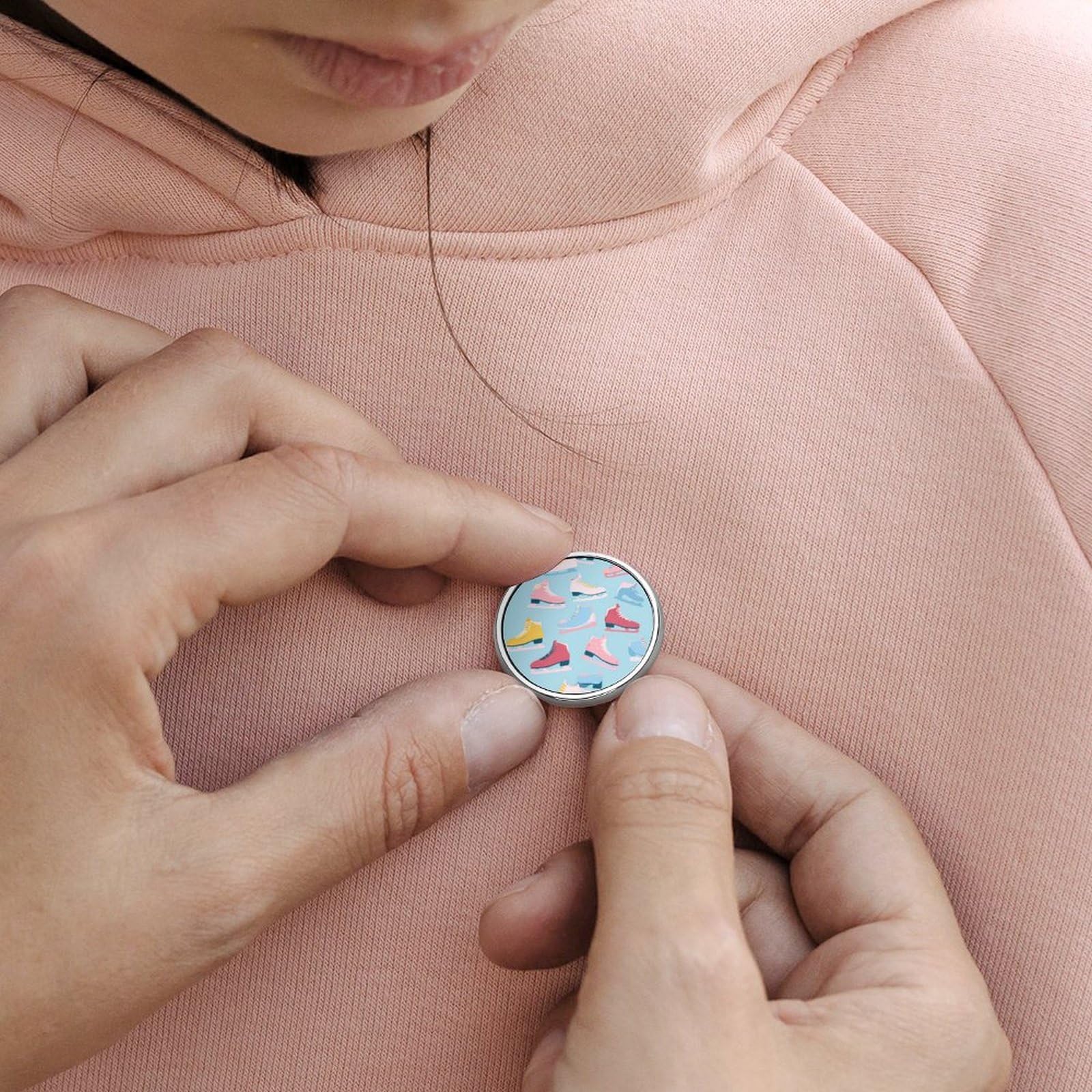 Ice Skating Shoes Pattern Round Lapel Pin Button Brooch Pins Badge for Clothing Jewelry Accessories — view 6
