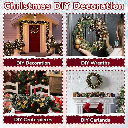 Miniatura 9 de Guirnalda de Navidad artificial de 3.5 pulgadas de ancho, guirnalda de pino suave, decoraciones de Navidad para escaleras, árboles, chimeneas