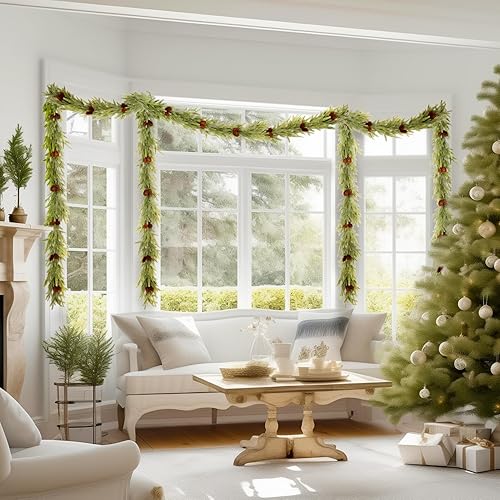 Miniatura 72 de WBHome 2 guirnaldas de Navidad preiluminadas de 9 pies/106 pulgadas con 50 luces LED para decoración navideña, funciona