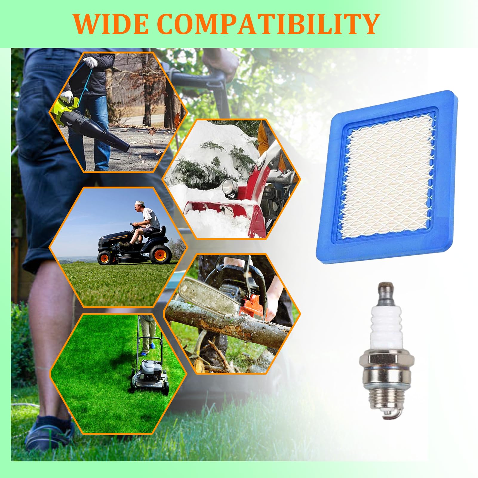 Filtre à Air Tondeuse Bougie Pour Briggs & Stratton Moteurs Série 625 650 675 491588 399959 491588S Wolf 2058411 Honda GCV Accessoires ,Filtres à Air | Leroy Merlin