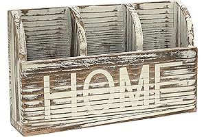 Rustic Wood Remote Control Holder Vintage Wooden Media Storage Wall-mounted Organizer Box