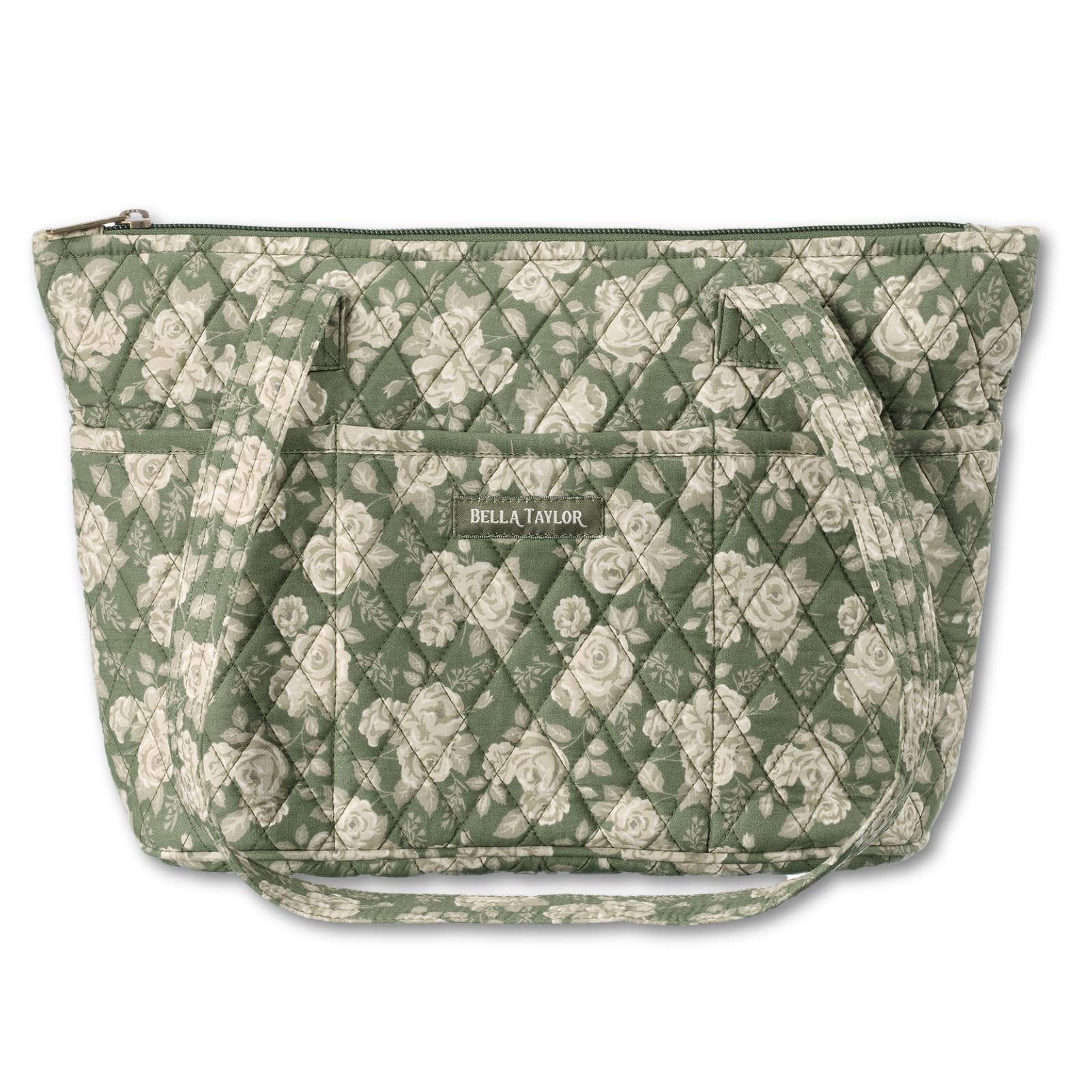 Bella Taylor Small Tote, Quilted Purse for Women, Lightweight Fabric Handbag, 10 Pockets, Zip Top