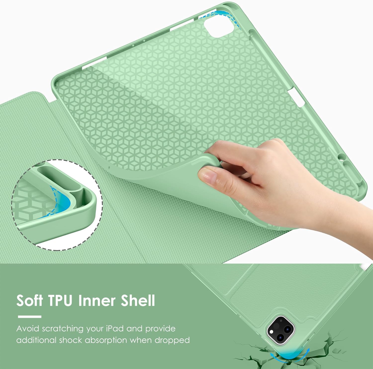 VIKESI Case for iPad Air 13 inch (M4) 2026 / (M3) 2025 / (M2) 2024,Multiple Angles Magnetic Stand Cover,Shockproof Soft Back,Pencil Holder,and Auto Sleep/Wake,Matcha