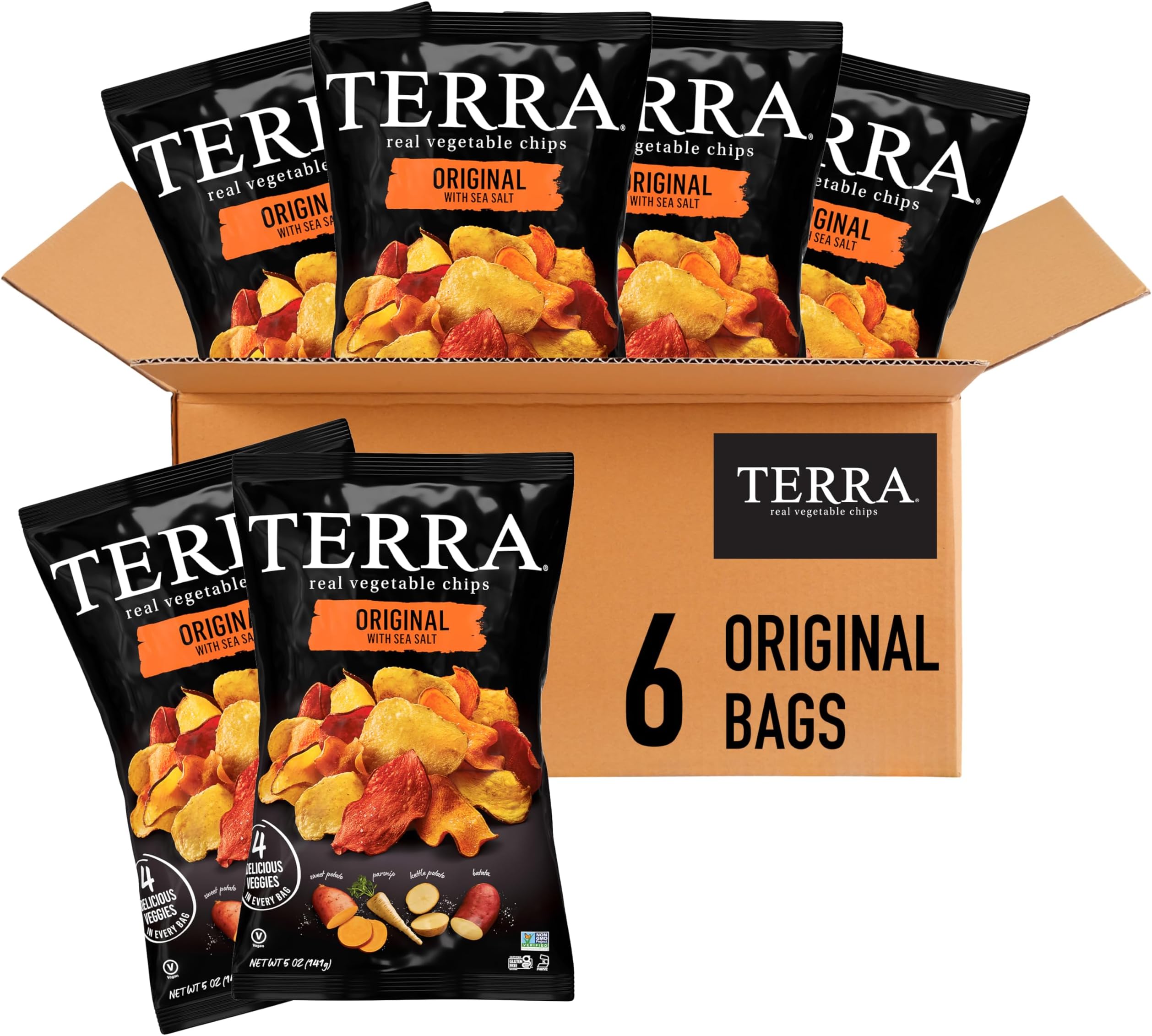 Original Sea Salt Real Vegetable Chips, 5 oz (Pack of 6)