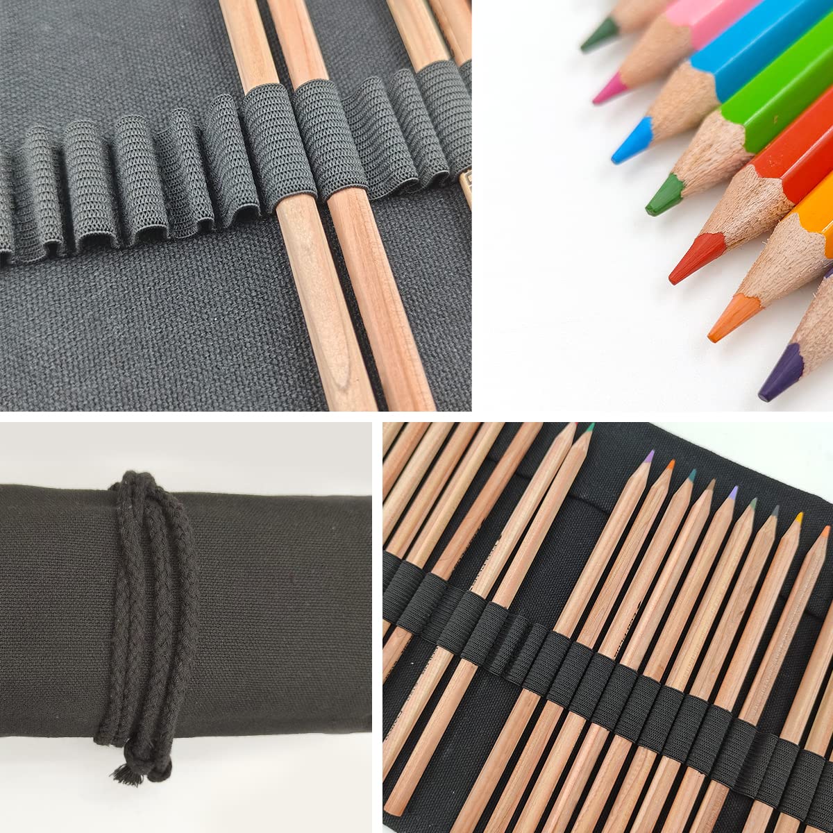 AFUNTA 36/72 Slot Ästhetisches Federmäppchen, 2-teiliger Farbstift-Organizer, aufrollbarer, waschbarer Canvas-Bleistiftbeutel, Künstler-Pinsel, aufrollbare Tasche für Schule, Reisen, Büro