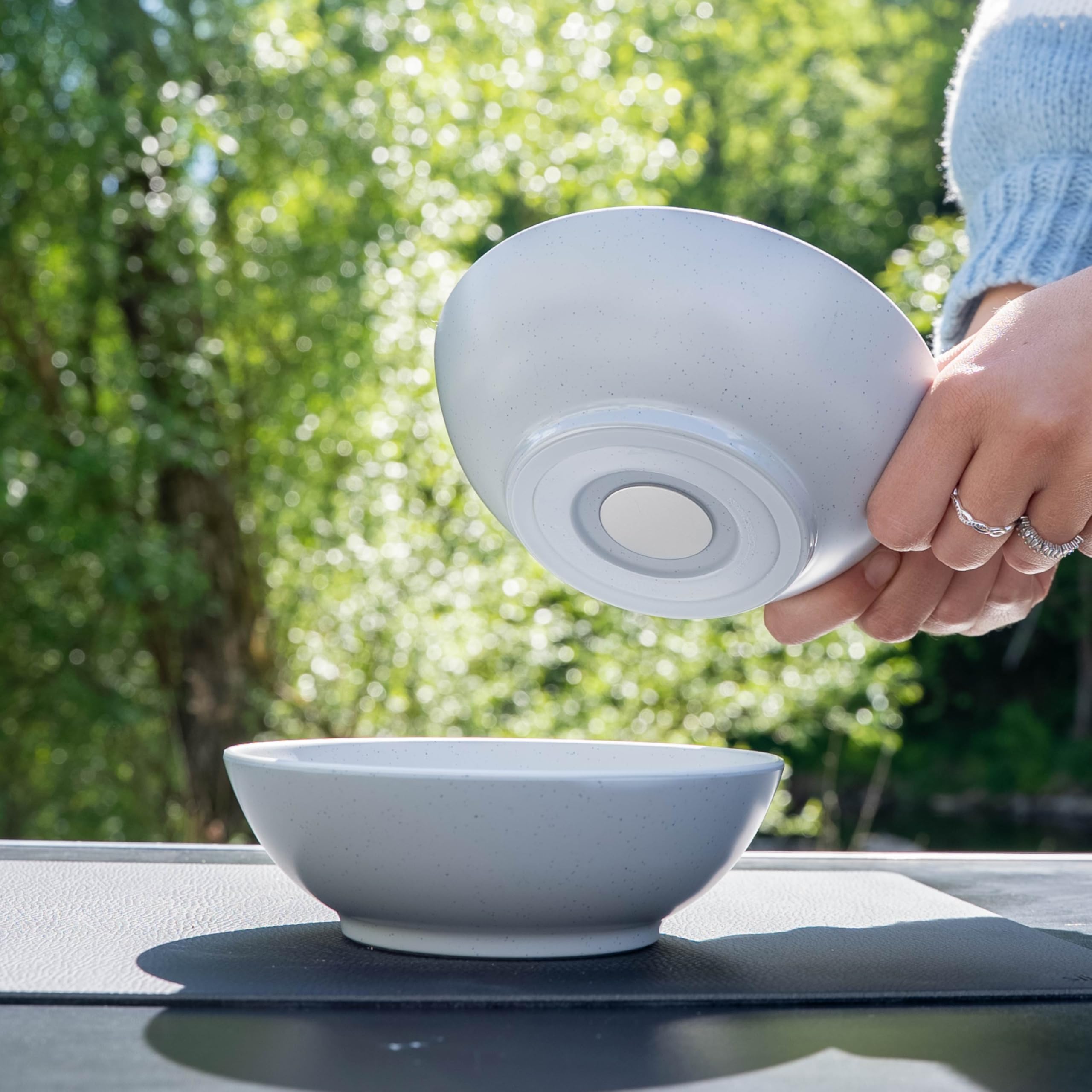 silwy® Magnet-Bowls DOLOMIT – 2er-Set | Ø 16 cm | Magnetische Kunststoff-Schüsseln mit Anti-Slip-Ring | Für Wohnmobil, Camping & Boot | Bruchsicher, leicht & rutschfest | Made in Germany