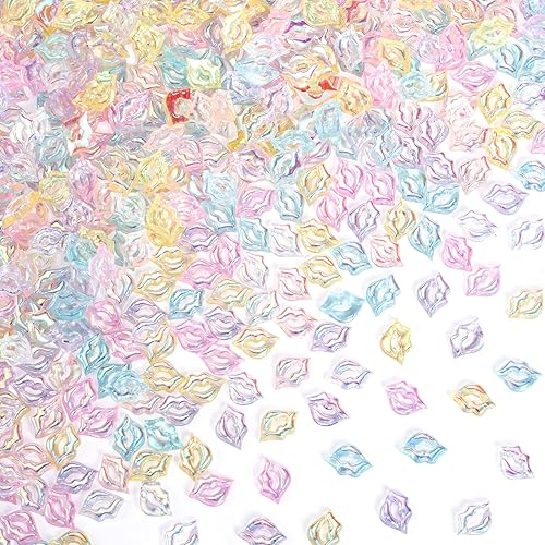 CHANZET 300 dijes de uñas de labios 3D, mini dijes Kawaii con purpurina para uñas, decoración de uñas de resina, adornos de purpurina para uñas