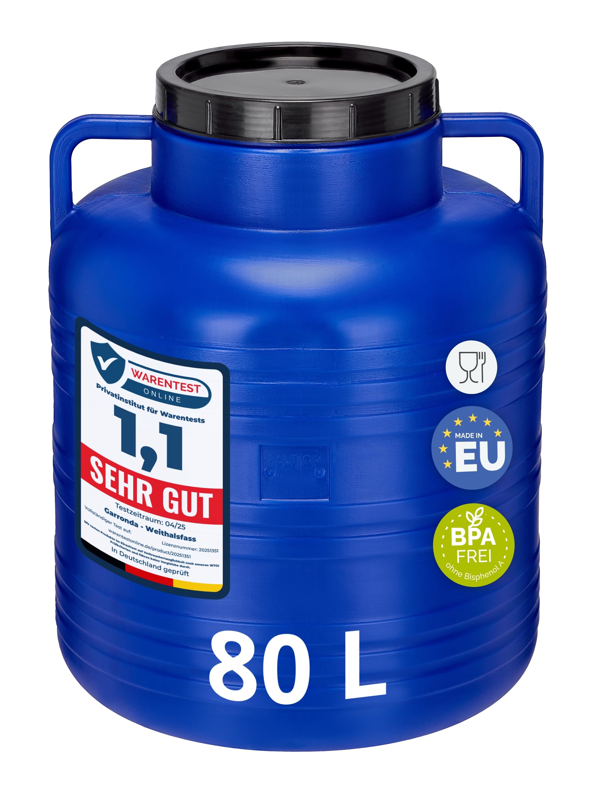 Garronda 80 litres Réservoir Eau sans BPA avec Couvercle Bleu GD-0087