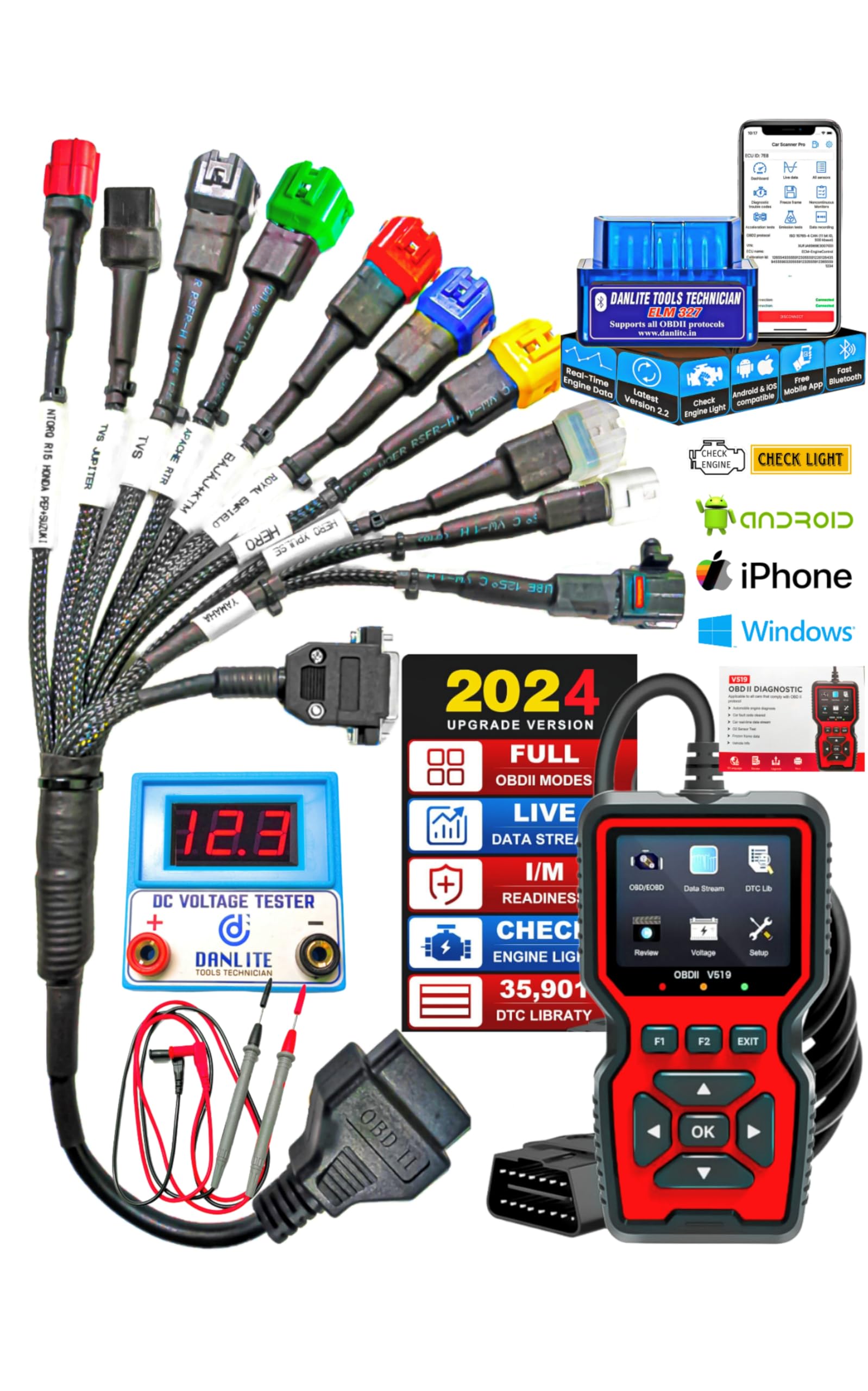 Bs6 bike cable 11 Coplar mold ELM 327 Scanner with DC Voltage Tester V519 Scanner Full Bs6 combo kit Voltage Check (B0BR62YVKZ) Amazon Price History, Amazon Price Tracker