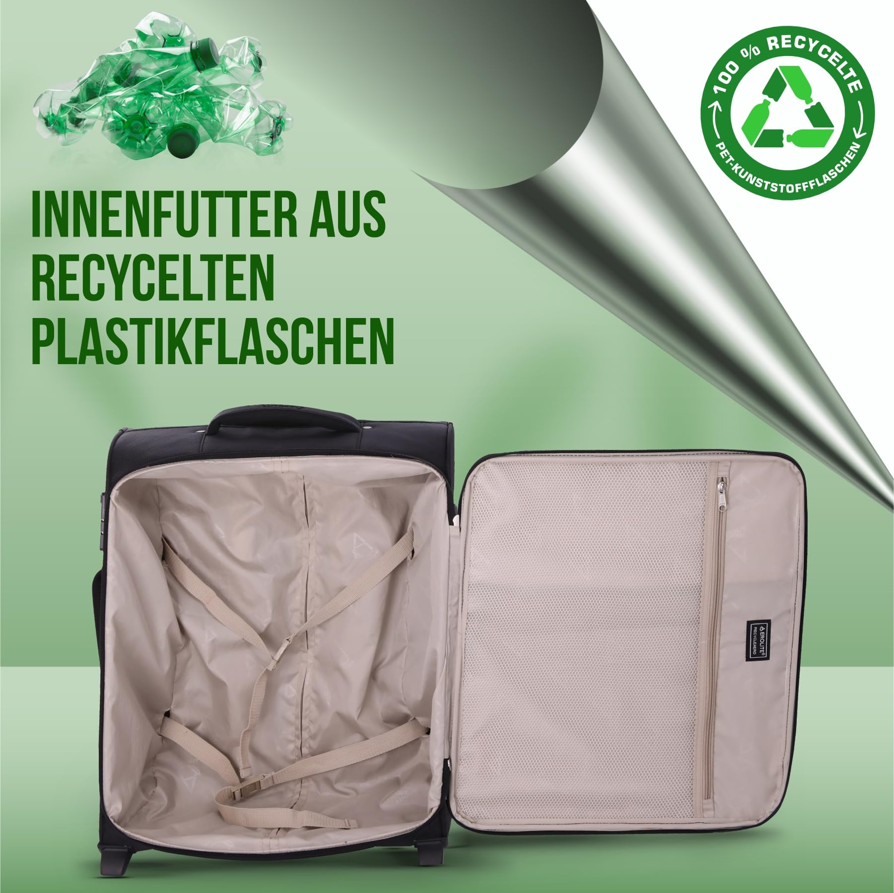 Aerolite 56x45x25 Trolley Koffer easyJet, British Airways, Jet2, Wizz Air Maximum Höchstbetrag 2 Rollen 60L Leichte Handgepäck Bordgepäck Kabinentrolley Reisekoffer Gepäck, 10 Jahre Garantie Schwarz | Für 56x45x25cm easyJet, British Airways, Jet2, 60L, Le