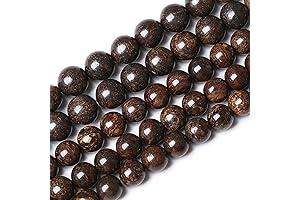 45-Piece Brown Bronzite Gemstone Beads Set for Bracelet Making