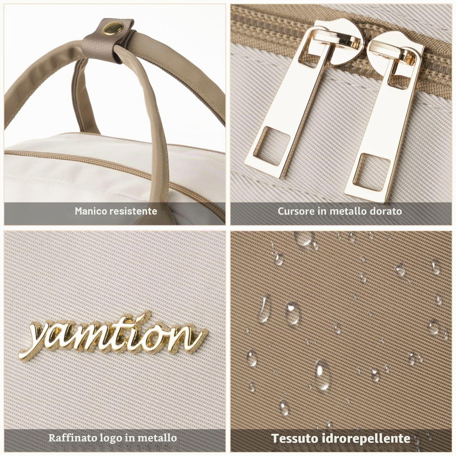 YAMTION Zaino Donna PC 15,6 Pollici,Zaini Ragazza Scuola Superiore e Media con Porta USB e Scomparto per Laptop,Beige