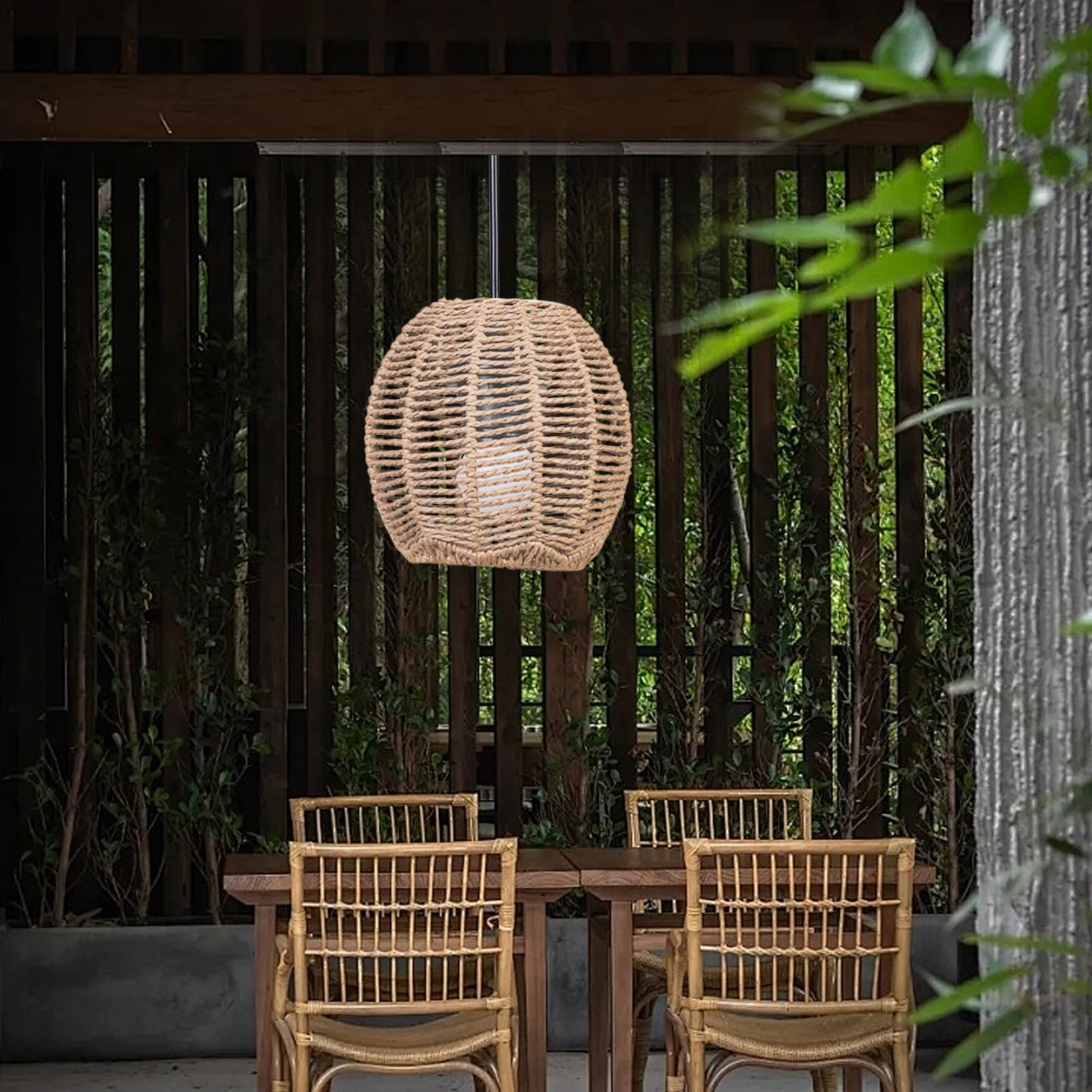 Boho rattanowy abażur, lampa wisząca, abażur papierowy, wisząca, latarnia, lampa stołowa, zapasowy klosz, akcesoria do lampy stołowej, lampy sufitowej (4, sferyczna)