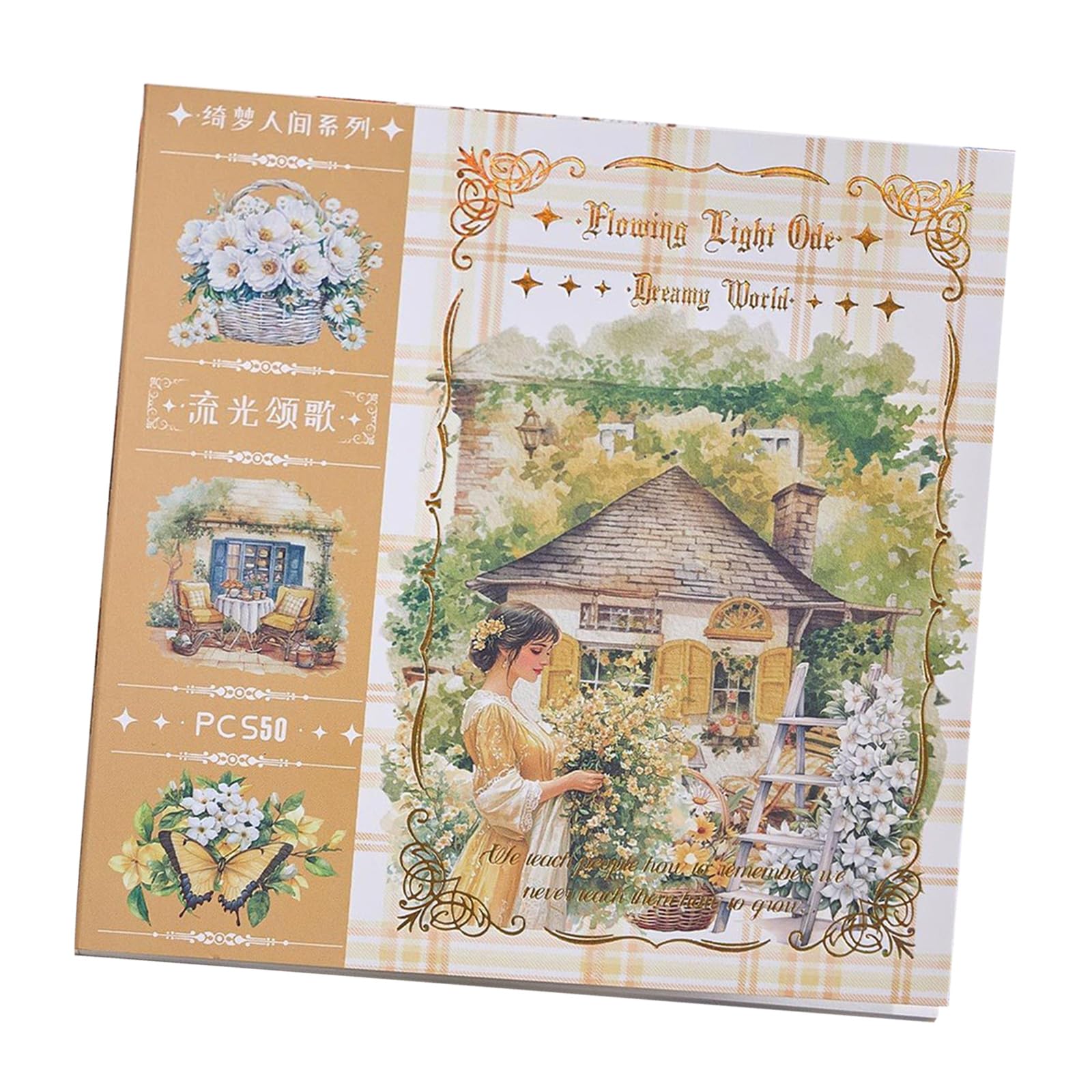 50 Sheets Mountain Scenery PET Paper Sticker for Scrapbooking Journal Photo Album Decoration Scrapbook for Girl Paper