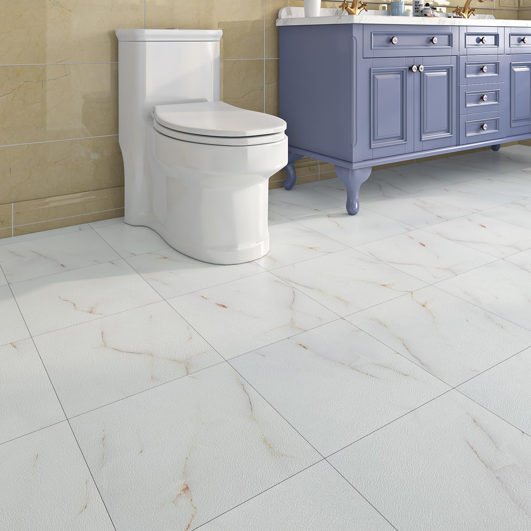 Livelynine Suelo Vinilo Autoadhesivo Blanco Efecto Marmol Baldosas Adhesivas Suelo Baño Marmol Rosa Y Blanco 30x30 16-Baldosas Vinilo Adhesivo Suelo Cocina Losetas Autoadhesivas Suelo Baño Habitación