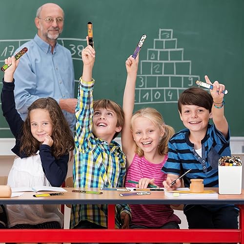 Miniatura 5 de Seajan 101 palillos multicolor con nombre para el aula, 100 piezas de agrupación de nombres surtidos palos con soporte blanco para lápices para