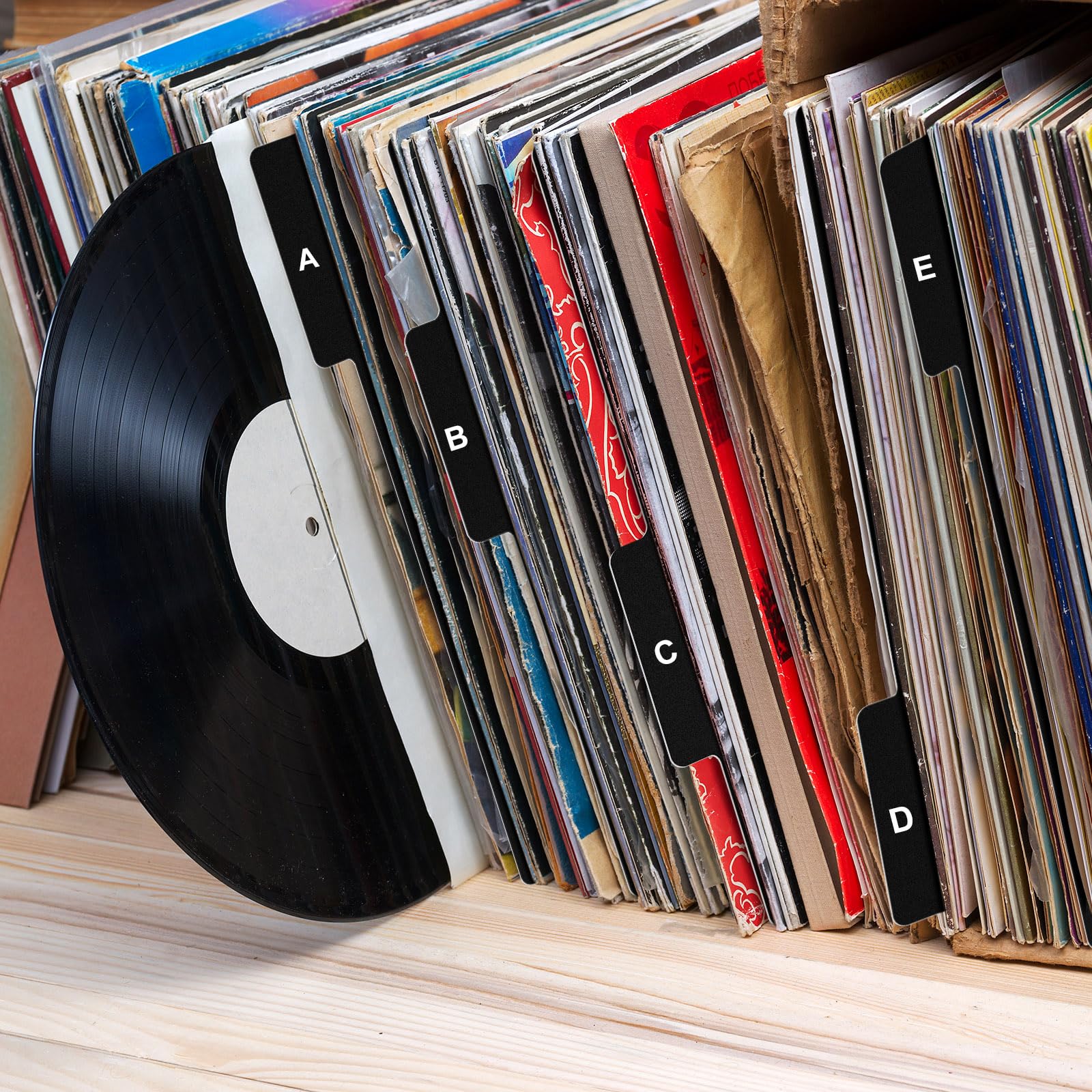 Marspark 26 Stück Vinyl-Album-Trennblätter A-Z Schallplatten-Trennwand DVD Cd Datei Alphabet Schallplatten Organizer mit alphabetischem Tab Album Aufbewahrung Halter für Vinyl LP, Etikett auf beiden