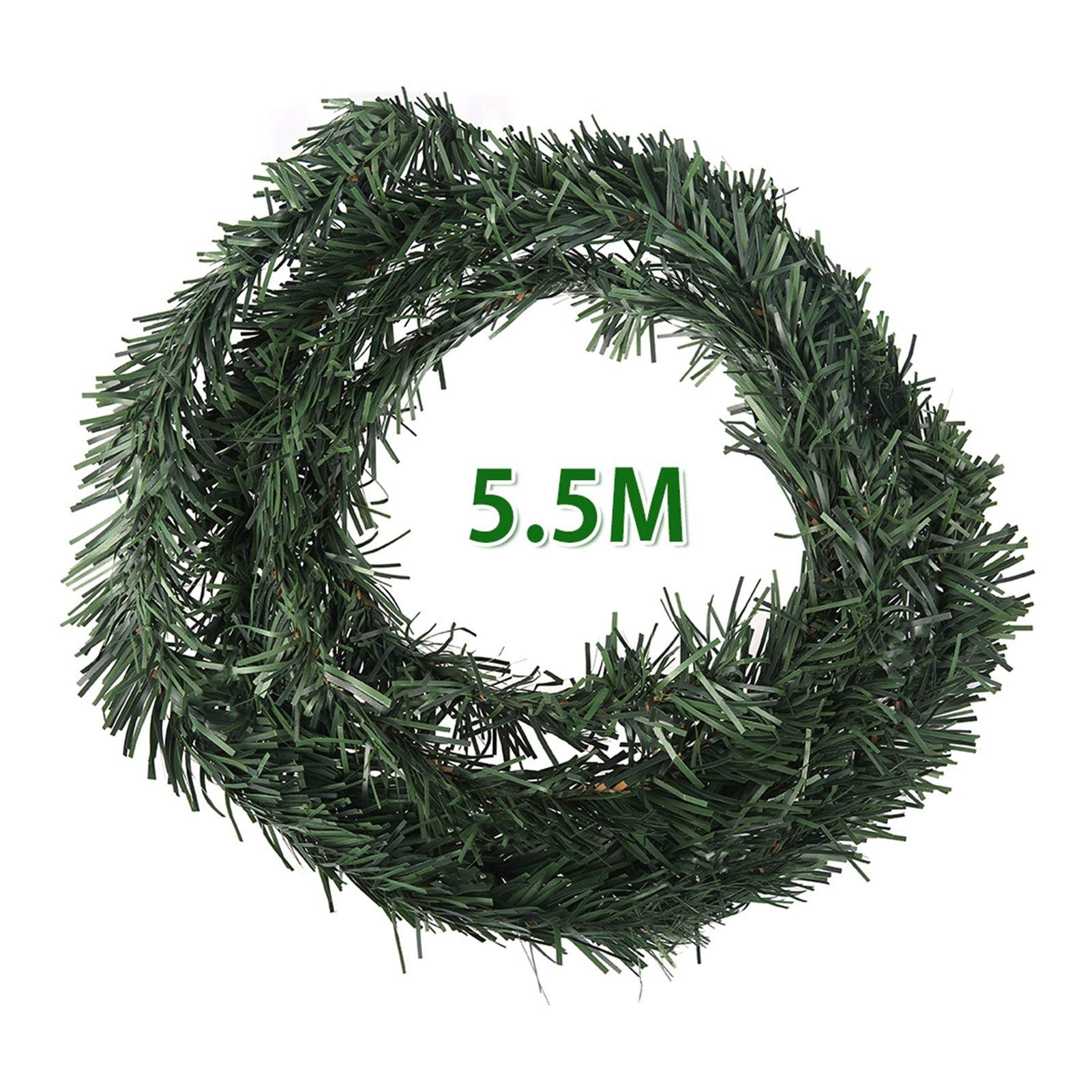 Guirlande de Noël artificielle de 5,5m en rotin vert pour décoration