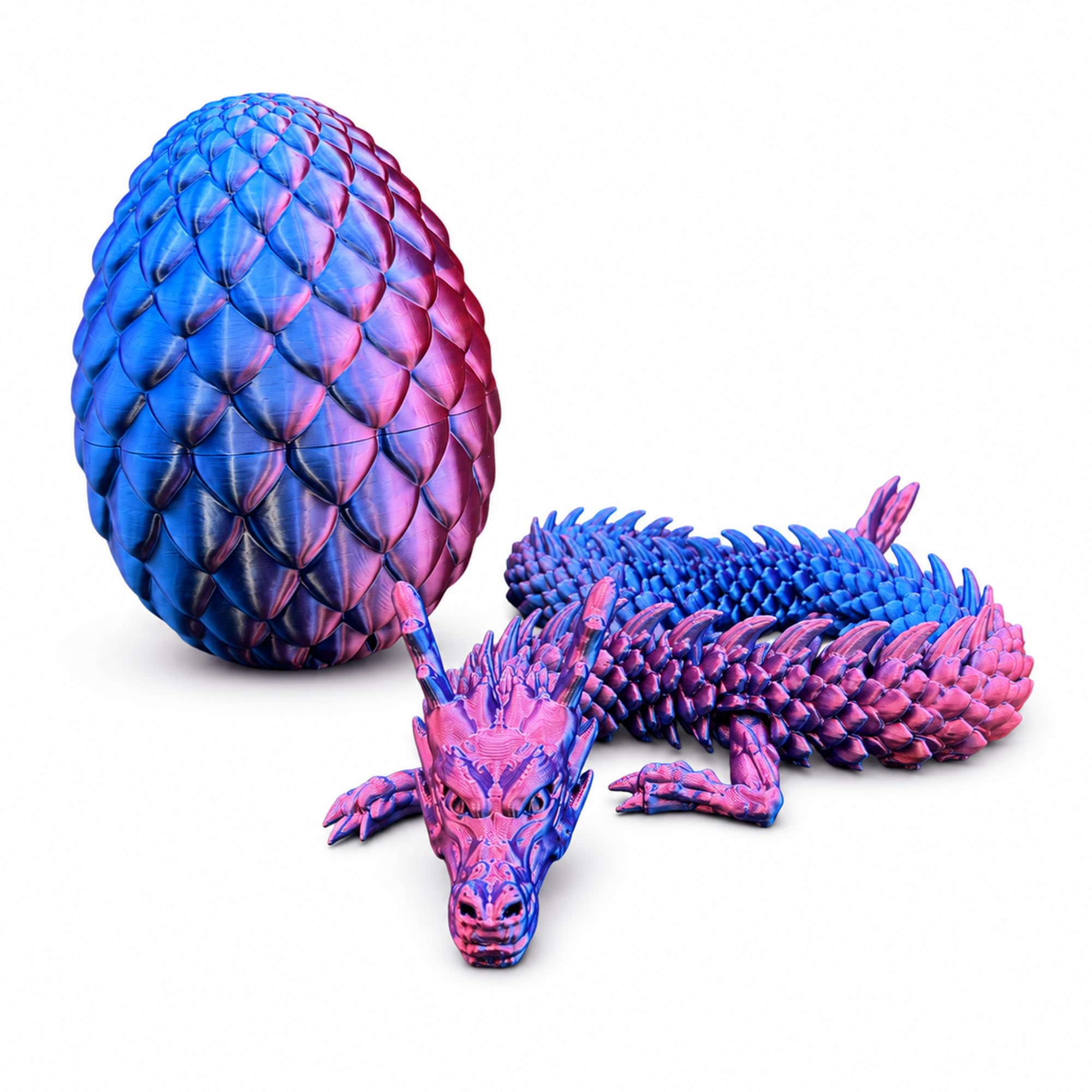 3D Printed Chinese Dragon – Articulated Dragon, Poseable 3D Printed Animal Toy with Moveable Joints – Sensory Desk Figure for Display – Collectible Plastic Fidget for Kids and Adults (PinkBlue)