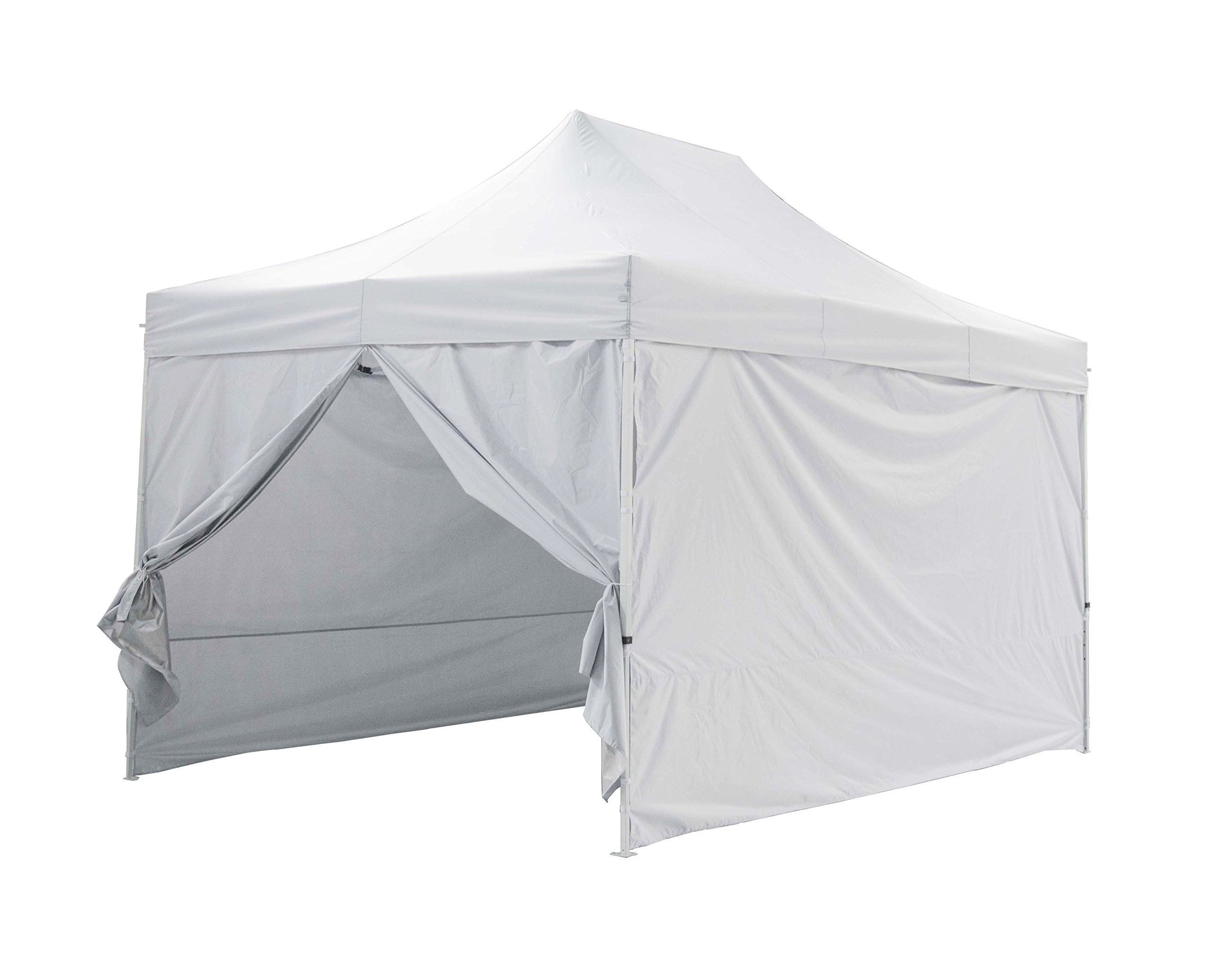 GREADEN Garden Gazebo + 4 Sides 3 x 4.5 m, Folding Tent with 32 mm Steel Tube + 220 g/㎡ PVC Coated Waterproof & Anti-UV + Quick to Install + Carry Bag for Camping, Festival (White)