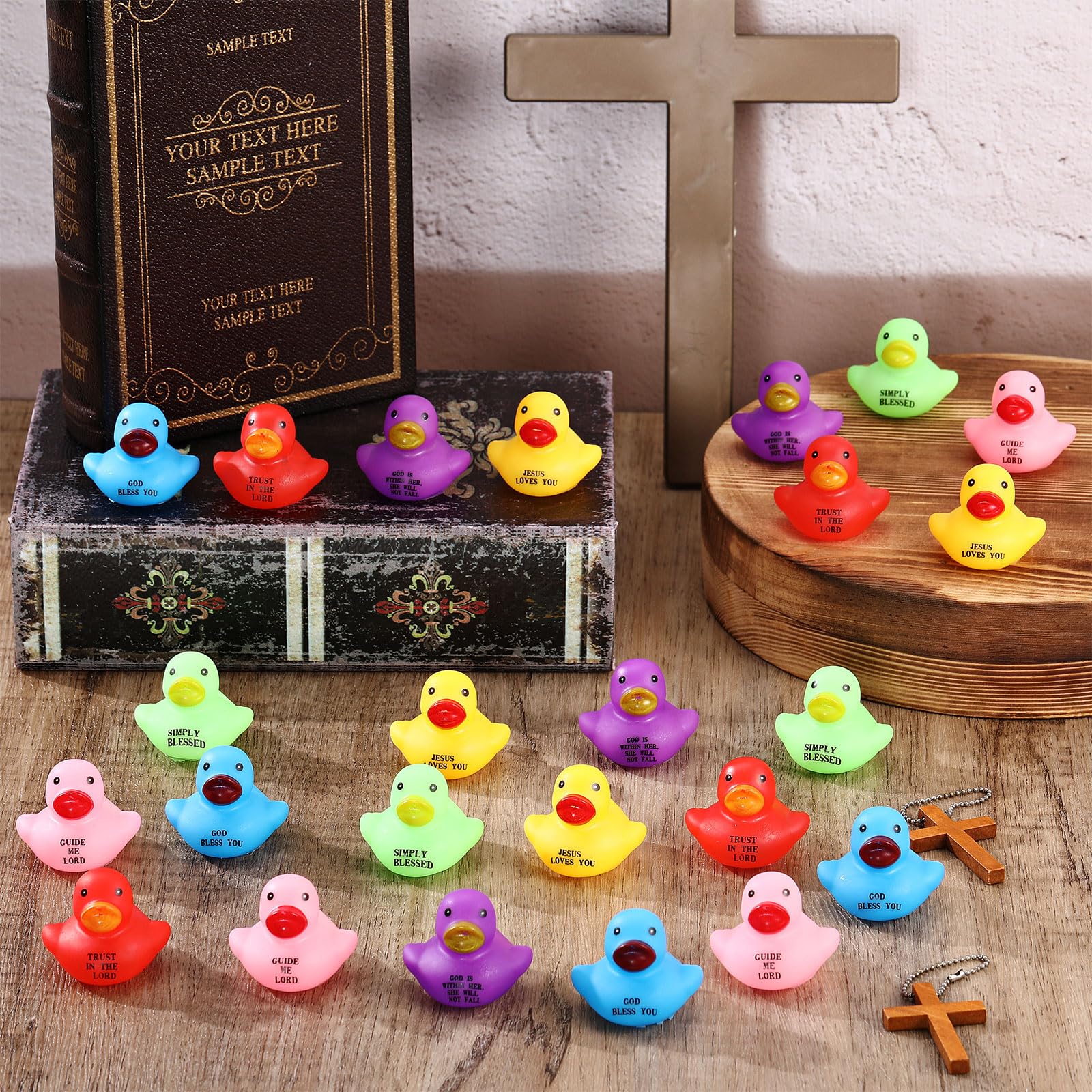 GGSTDDUP 30-Piece Mini Resin Jesus Ducks – Colorful Tiny Duck Figurines For Cake Decor, Crafts, Moss Gardens & Baby Showers