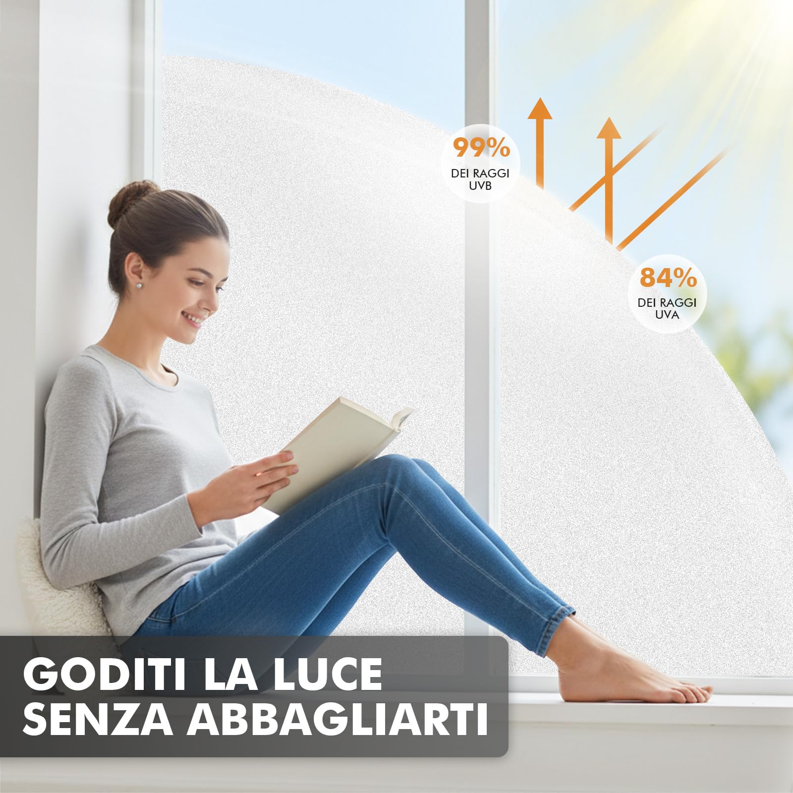 Shinfly Pellicola Vetro Finestra Privacy 60 x 200 cm, Pellicola Finestra Opaca Statica Senza Colla, Bianco Opaco, Pellicola Decorativa Vetro Rimovibile Anti UV per Bagno, Cucina, Ufficio
