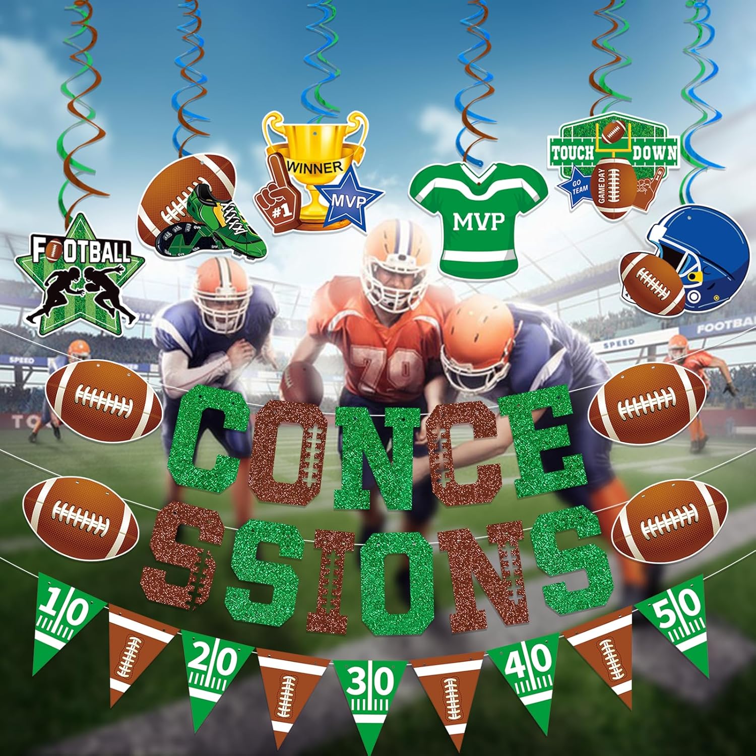 Concessions Banner & Stand Decorations - Football Birthday & Baby Shower Banners - Party Supplies