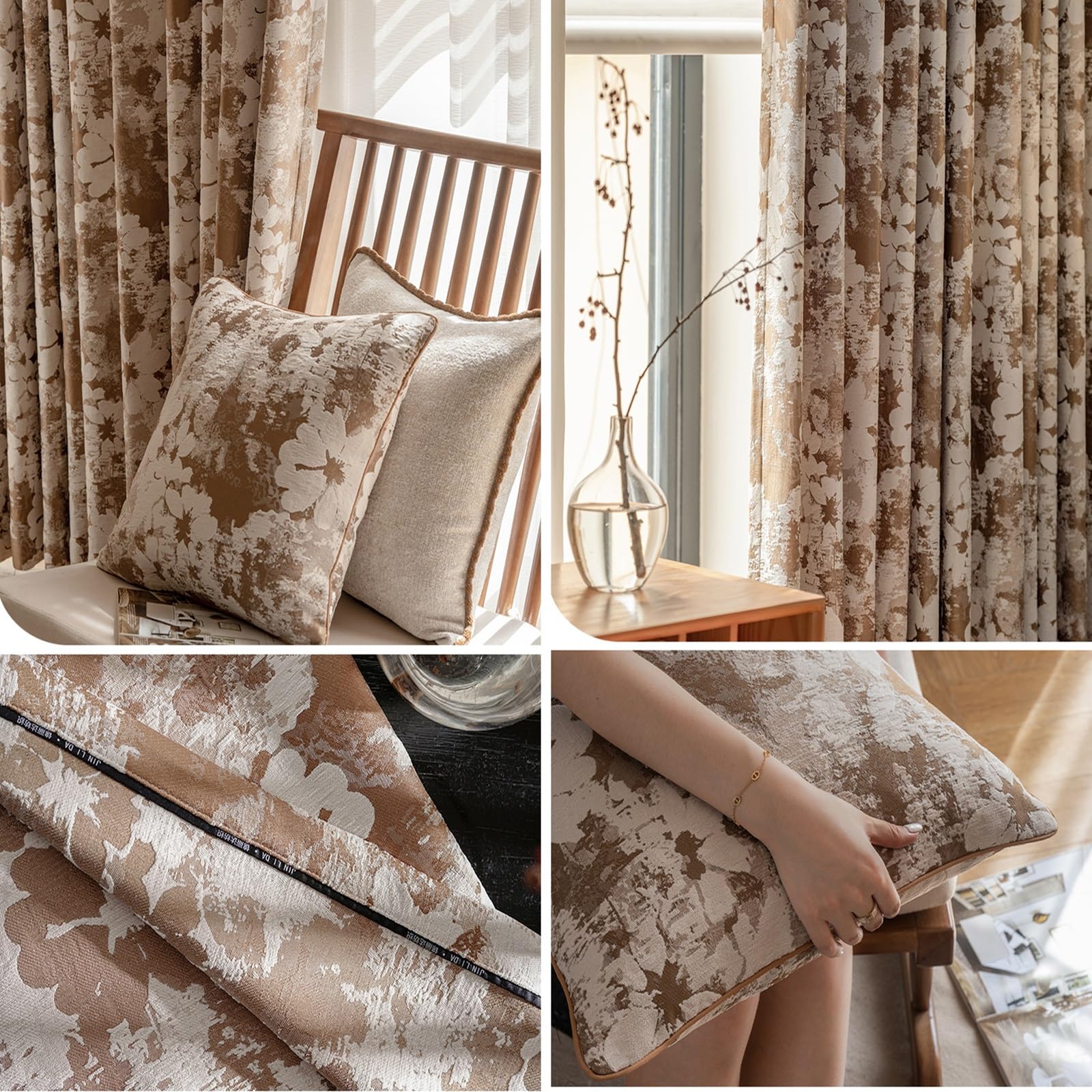 Tissu Chenille Polyester D'ameublement Tissage Uni Doux Matériau Pour Housses De Canapé Coussins Rideaux Décoration Intérieure DIY 2.8m Large Vendu Au Mètre(White Dense Floral)