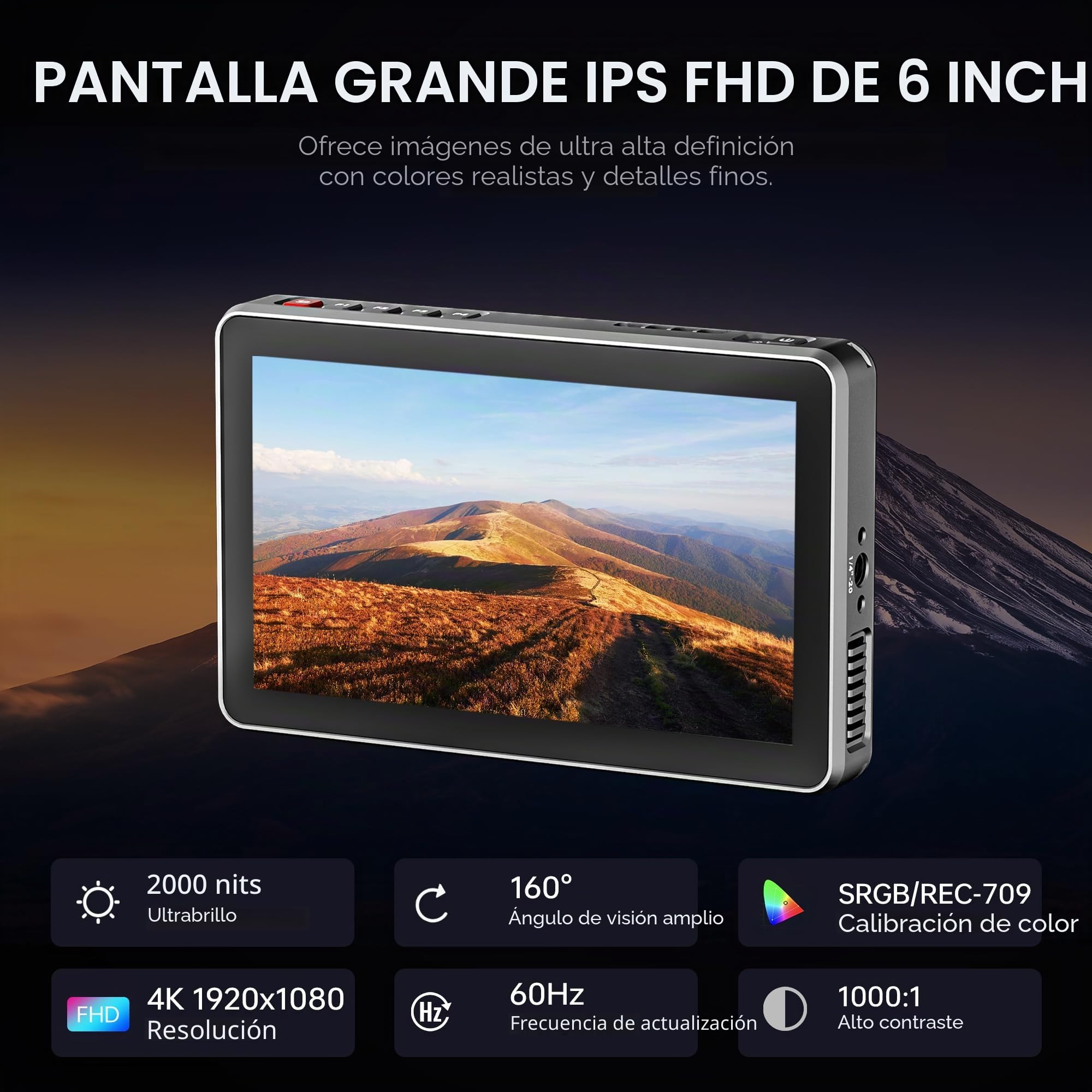 VILTROX DC-X2 2000 Nits Monitor de Campo de Cámara Pantalla Táctil 6" Monitor Cámara DSLR con FHD 1920X1080 IPS, 4K HDMI Entrada/Salida en Bucle, LUT 3D, Video de Forma de Onda Parasol, Batería