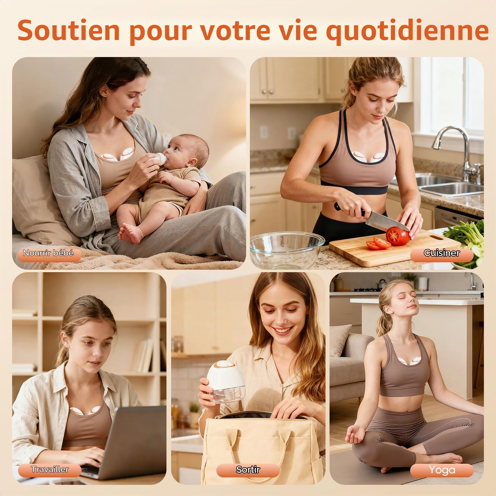 Tire-lait électrique mains libres – 2 tire-lait portables de 120 ml avec 4 modes et 9 niveaux, tire-lait rechargeable avec écran LED, arrêt automatique de 20 minutes
