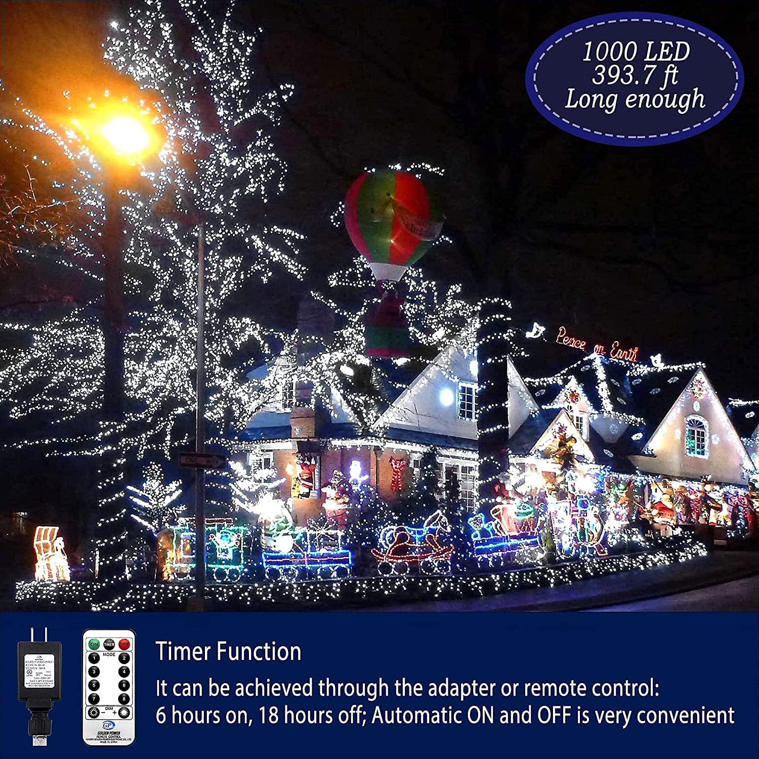 KNONEW 403ft 1000 LED String Lights Outdoor Christmas Lights 8 Modes & Timer Fairy Light Plug in Waterproof LED String Lights for Xmas Yard Tree Wedding Party Holiday Decorations (Cool White)