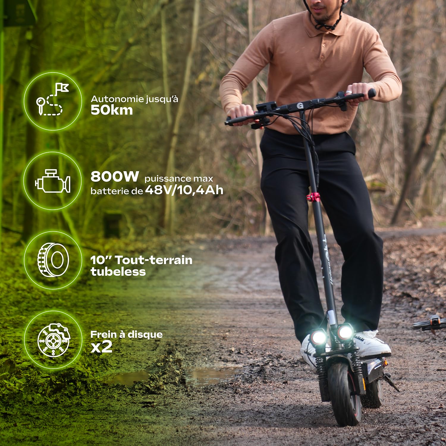 Trottinette Électrique Adulte UrbanGlide ECROSS Pro - ES – Autonomie Jusqu'a 60 km - Pneu Tubeless 10" - Batterie 54V - Poids 23Kg