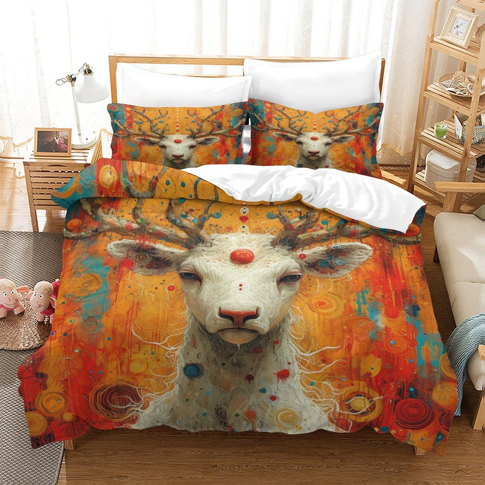 Stampato in 3D Pronipote tibetano Copertina Stampata Microfibra Disegnata Biancheria Da Letto Stile Morbido Set 3 Pezzi,Double（200x200cm）, Per Adolescenti E Adulti