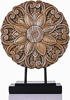 DOVDOV Wood-Colored Circular Petal Resin Sculpture - Modern Abstract Decor for Coffee Table, Living Room, Office Shelf