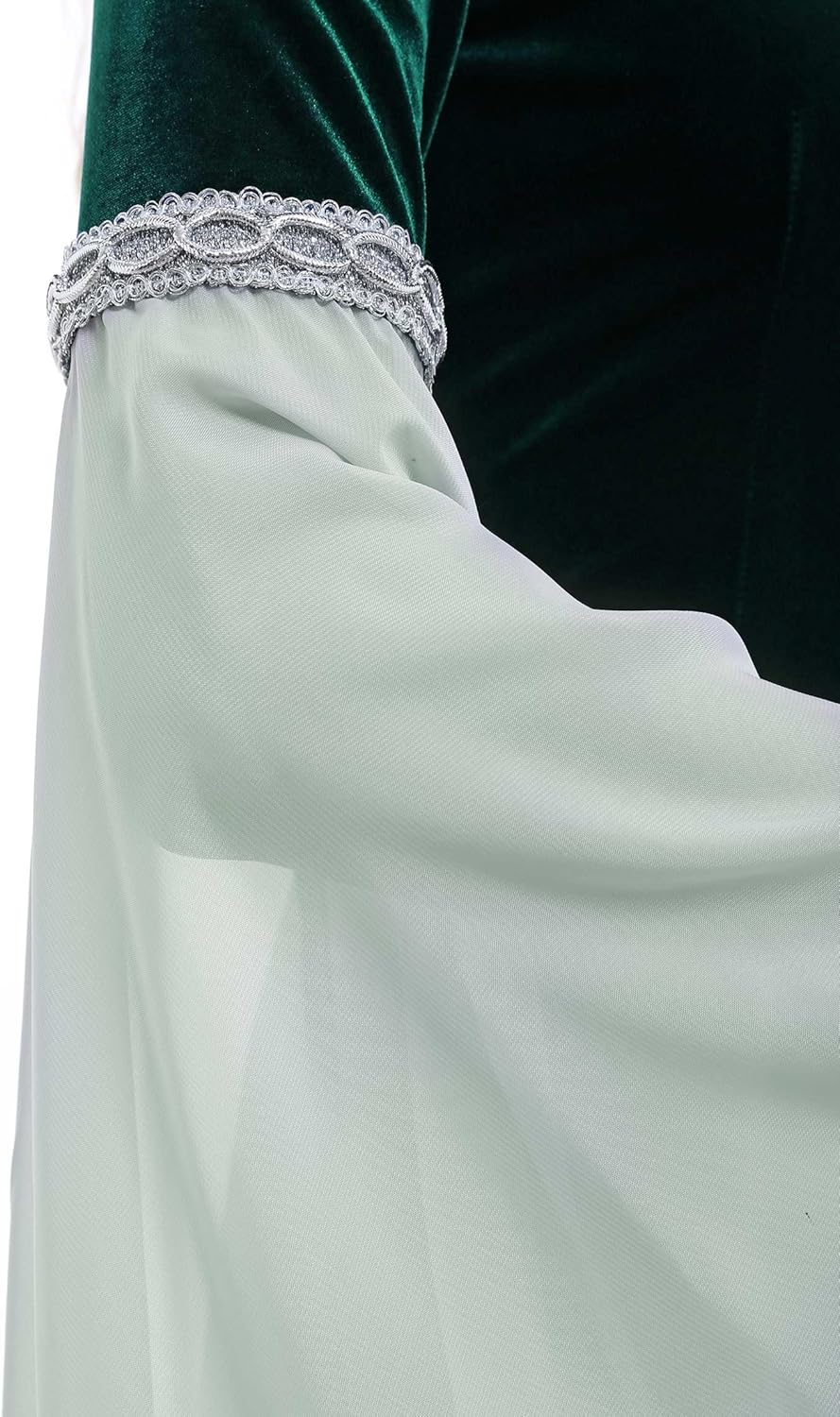 Medieval Renaissance Costume Dress Handmade Historical Retro Dress Velvet Gown with Chiffon Sleeves - Image 6