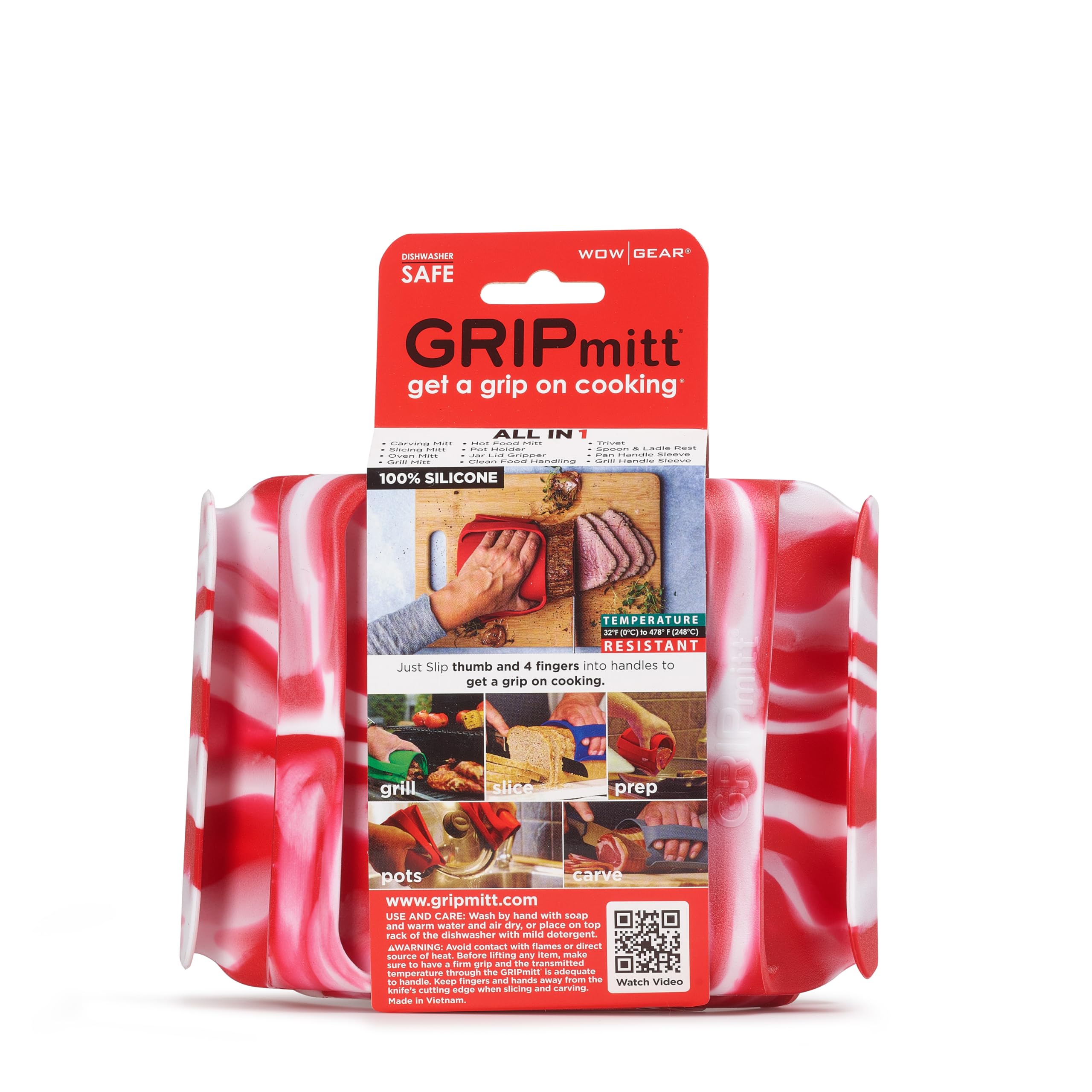 GRIPmitt Silicone BBQ & Kitchen Mitt - 2pk Set (Camo Red, Small/Medium)