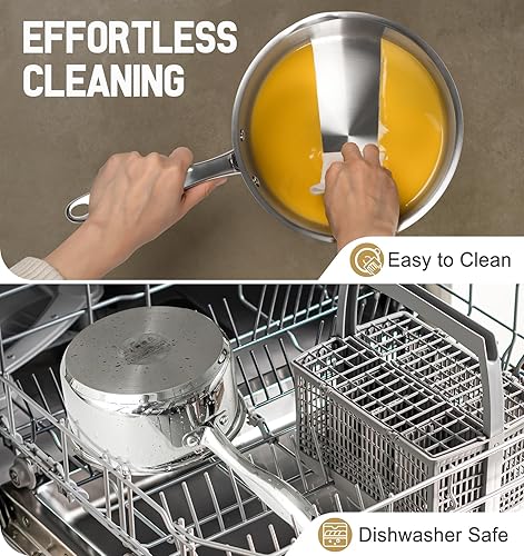 Miniatura 5 de MICHELANGELO Cacerola de acero inoxidable con tapa y vaporera, sartén de 3 cuartos de galón con tapa, olla de vapor con boquilla de vertido, olla de