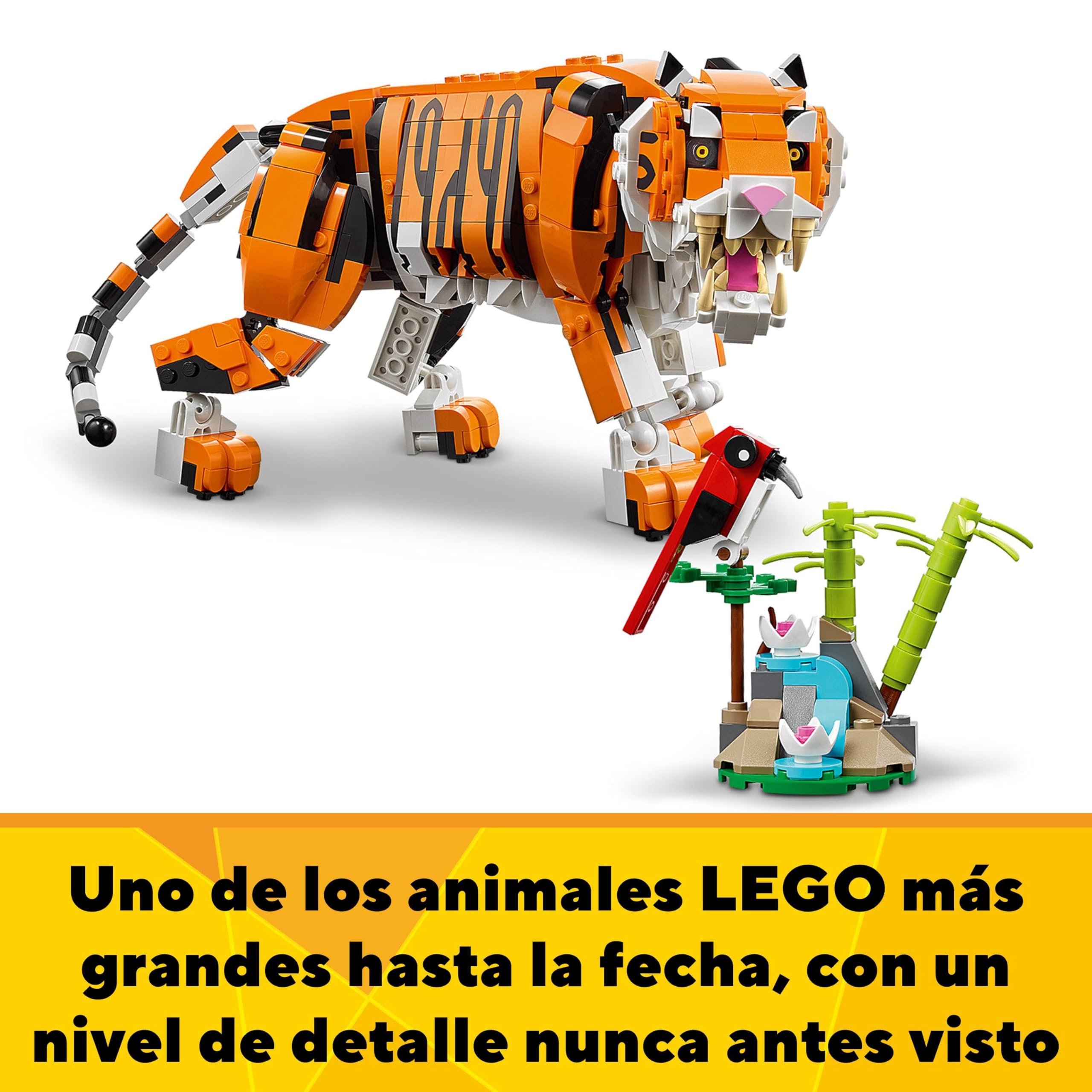 LEGO Creator 3-en-1 Tigre Majestuoso, Panda Rojo o Pez Carpa, Set de Animales de Juguete para Construir para Niños y Niñas de 9 Años, Juego Creativo, Idea de Regalo de Cumpleaños 31129