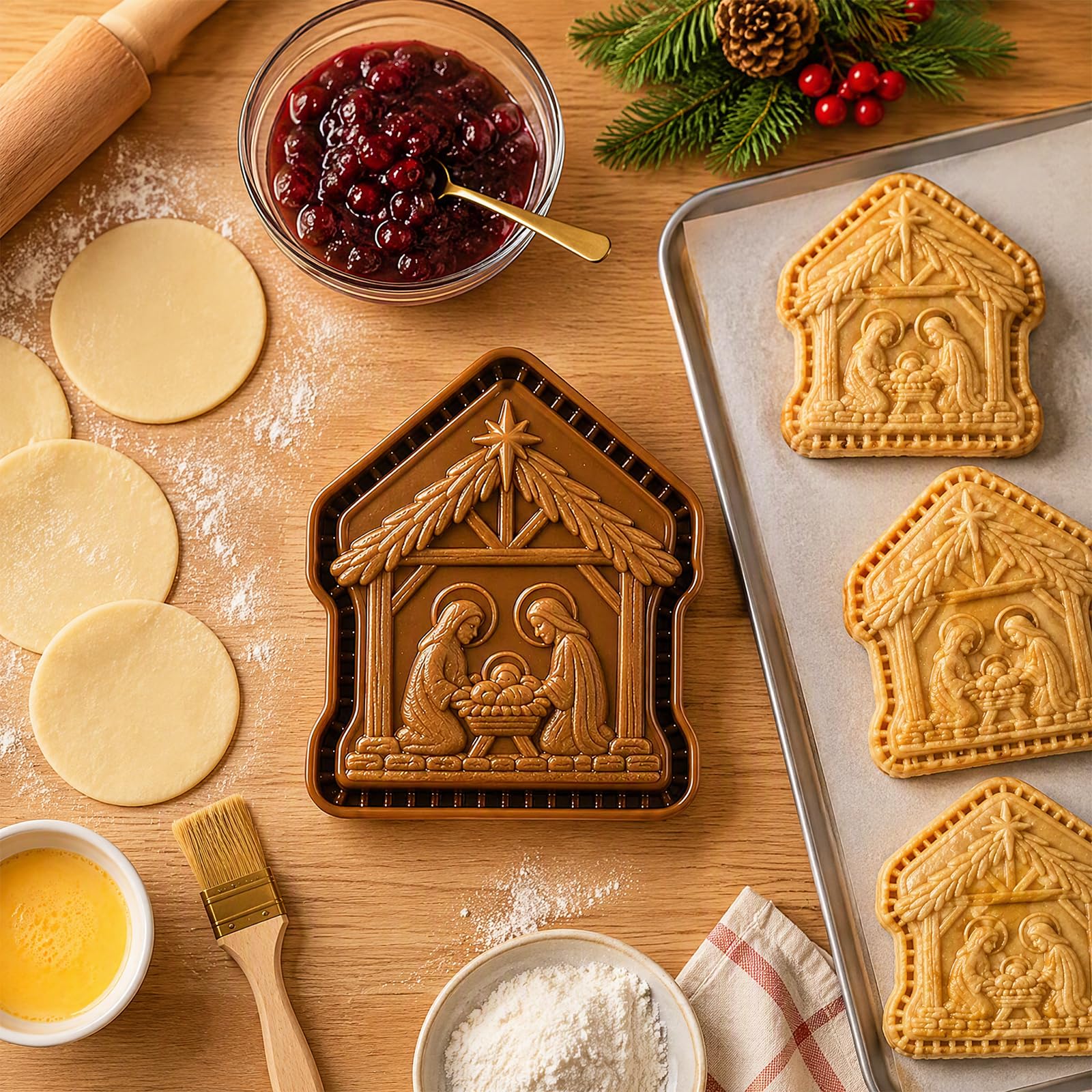 Generisches Mini-Tortenset 3D Faith Christmas Hand-Tortenschneider für