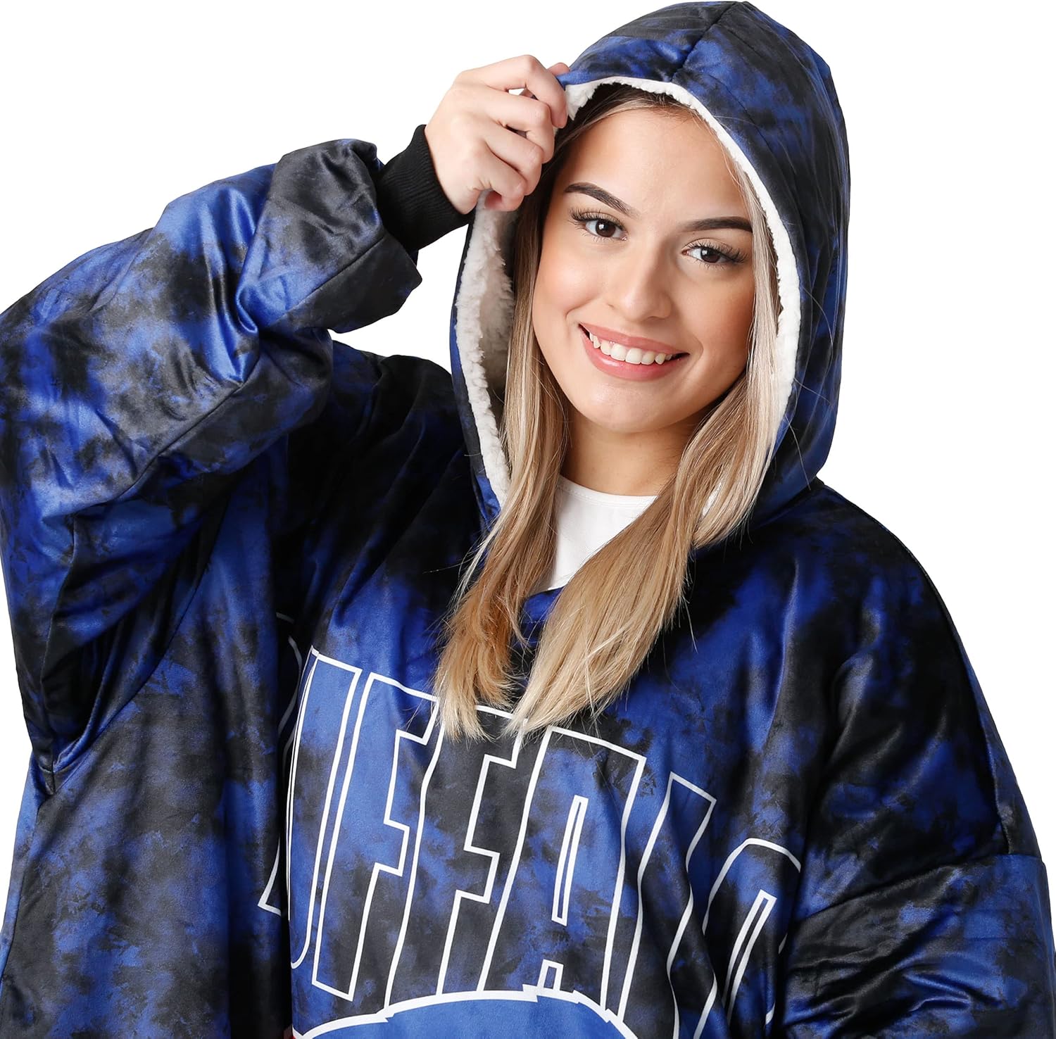 foco NFL Team Logo Reversible Oversized Sherpa Hoodie Sweatshirt Hoodeez - Image 6