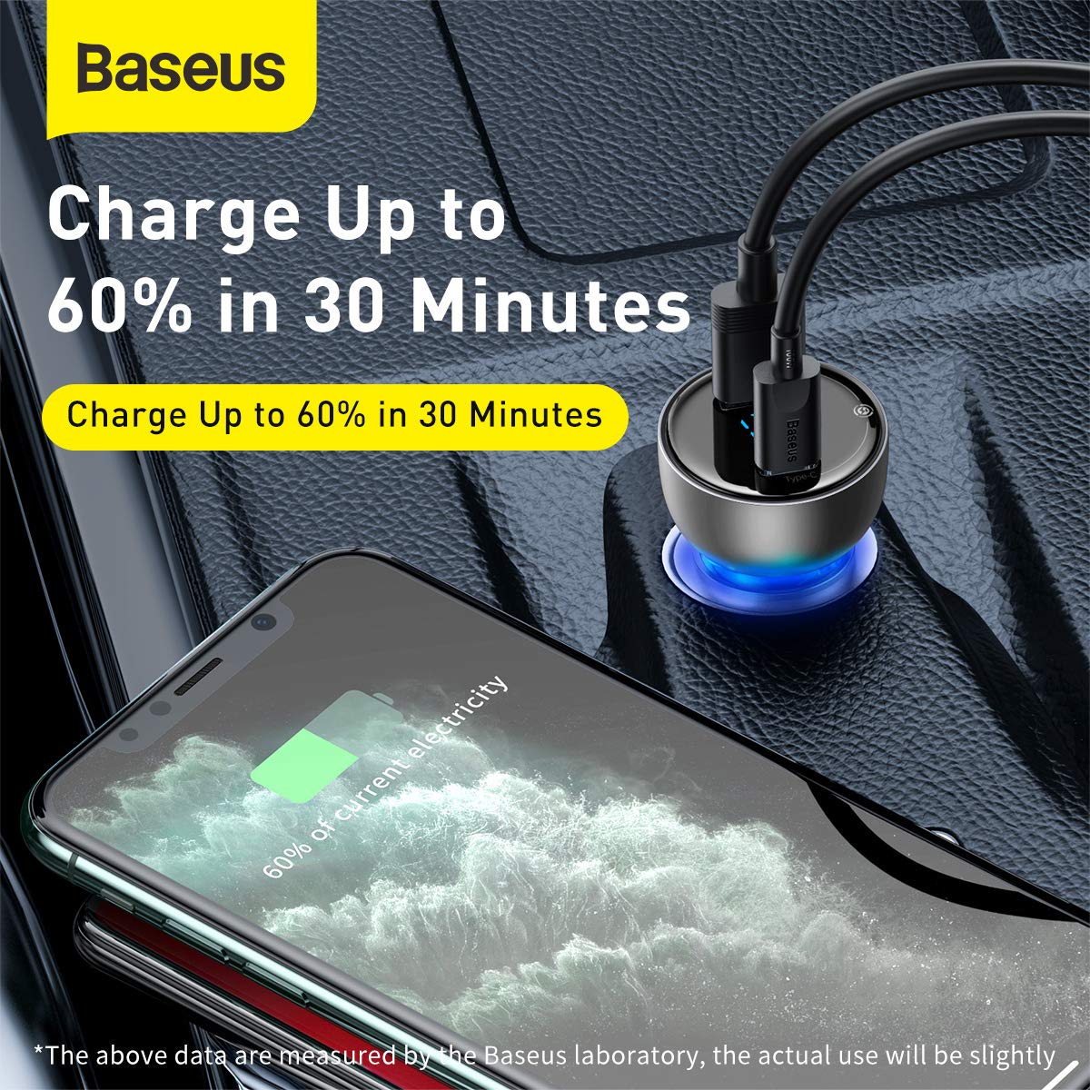 Baseus Car Charger Particular Digital Display C+U, PD 3.0 QC 4.0+, SCP, PPS, 5A, 65W Silver (CCKX-C0A)