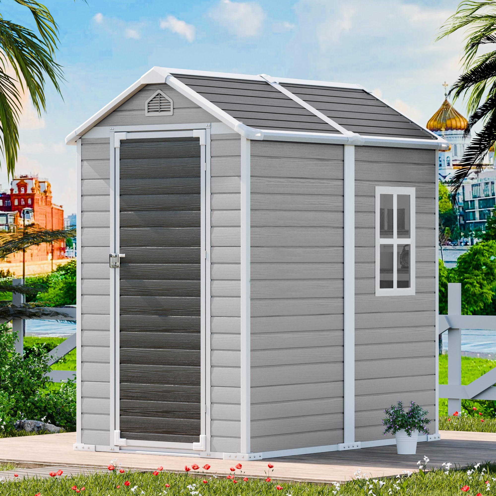 Amazon.com : CDCASA 6x4 FT Outdoor Resin Storage Shed with